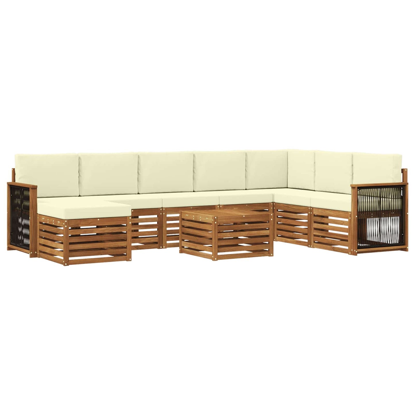 vidaXL Σειρά Καναπέ Εξωτερικού με μαξιλάρι 7 pcs Φυσικό και Κρέμα