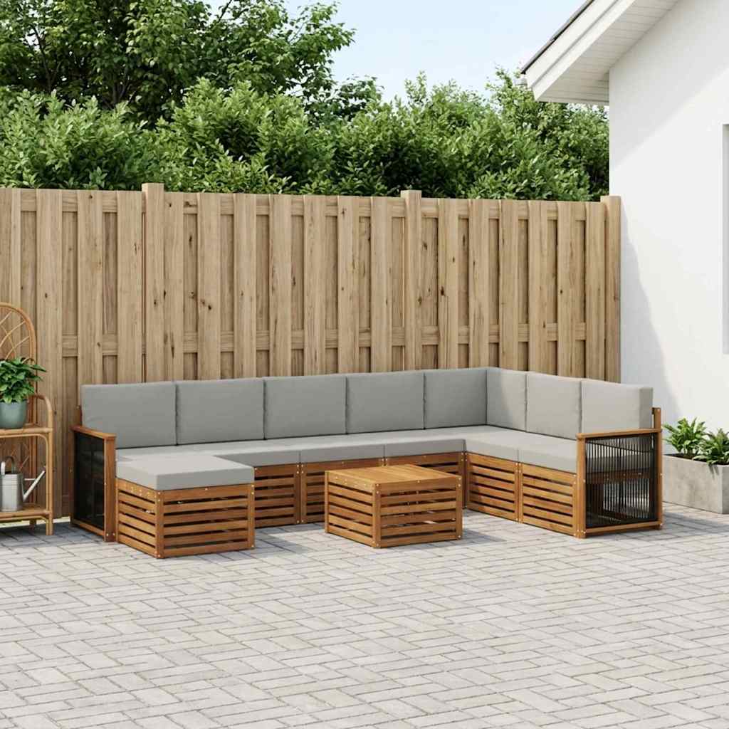 vidaXL Σειρά Καναπέ Εξωτερικού 7 pcs Φυσικό και Ανοιχτό Γκρι