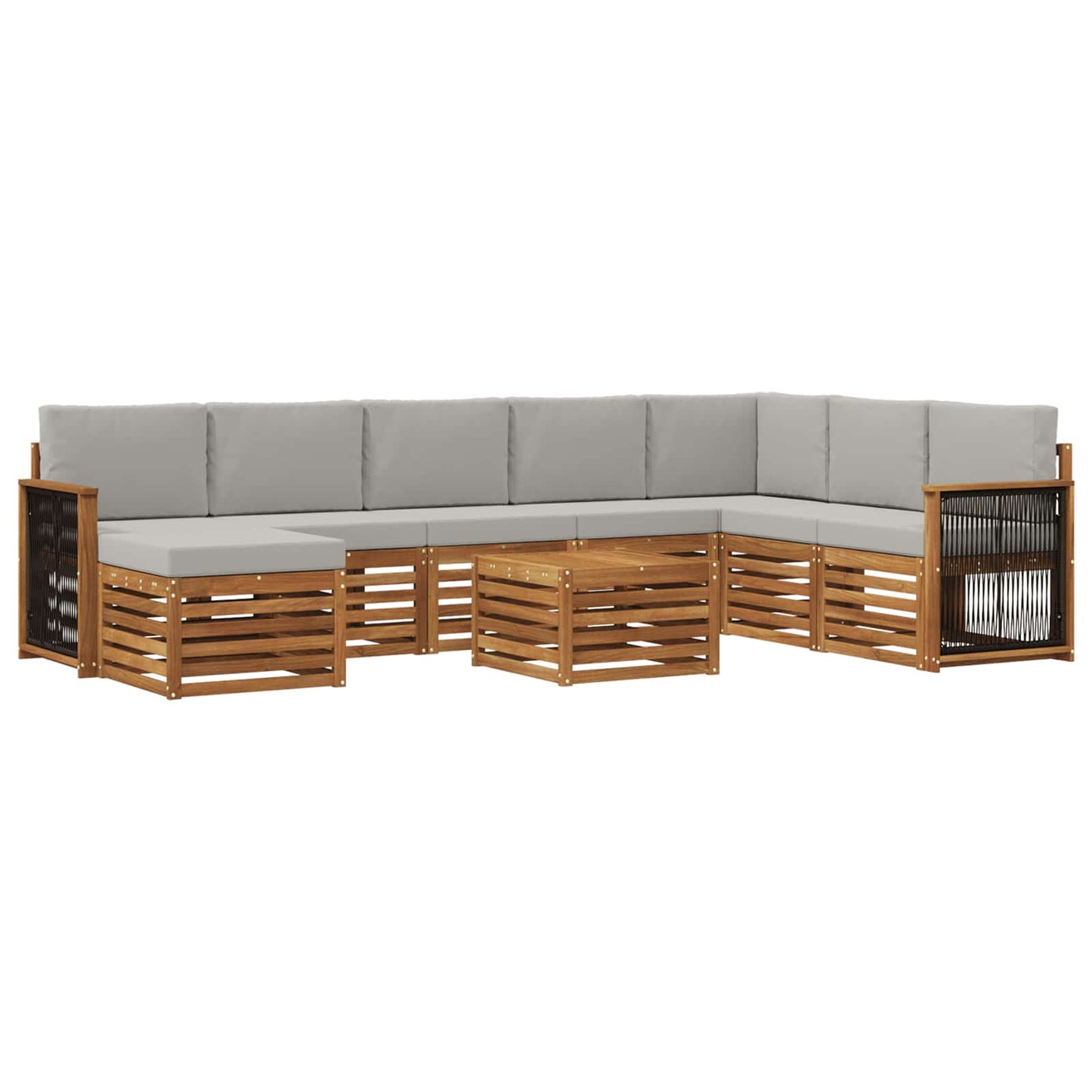 vidaXL Σειρά Καναπέ Εξωτερικού 7 pcs Φυσικό και Ανοιχτό Γκρι