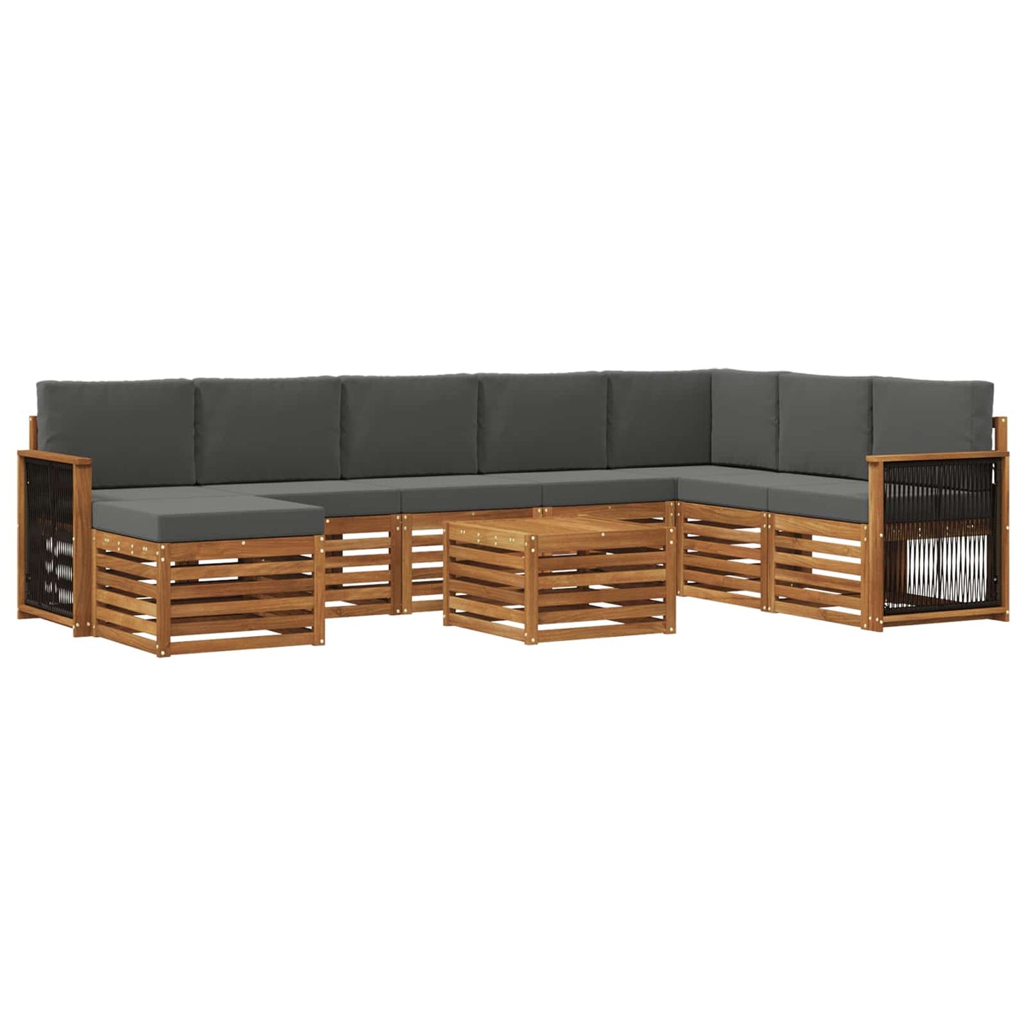 vidaXL Σειρά Καναπέ Εξωτερικού με μαξιλάρι 7 pcs Φυσικό και Ανθρακί