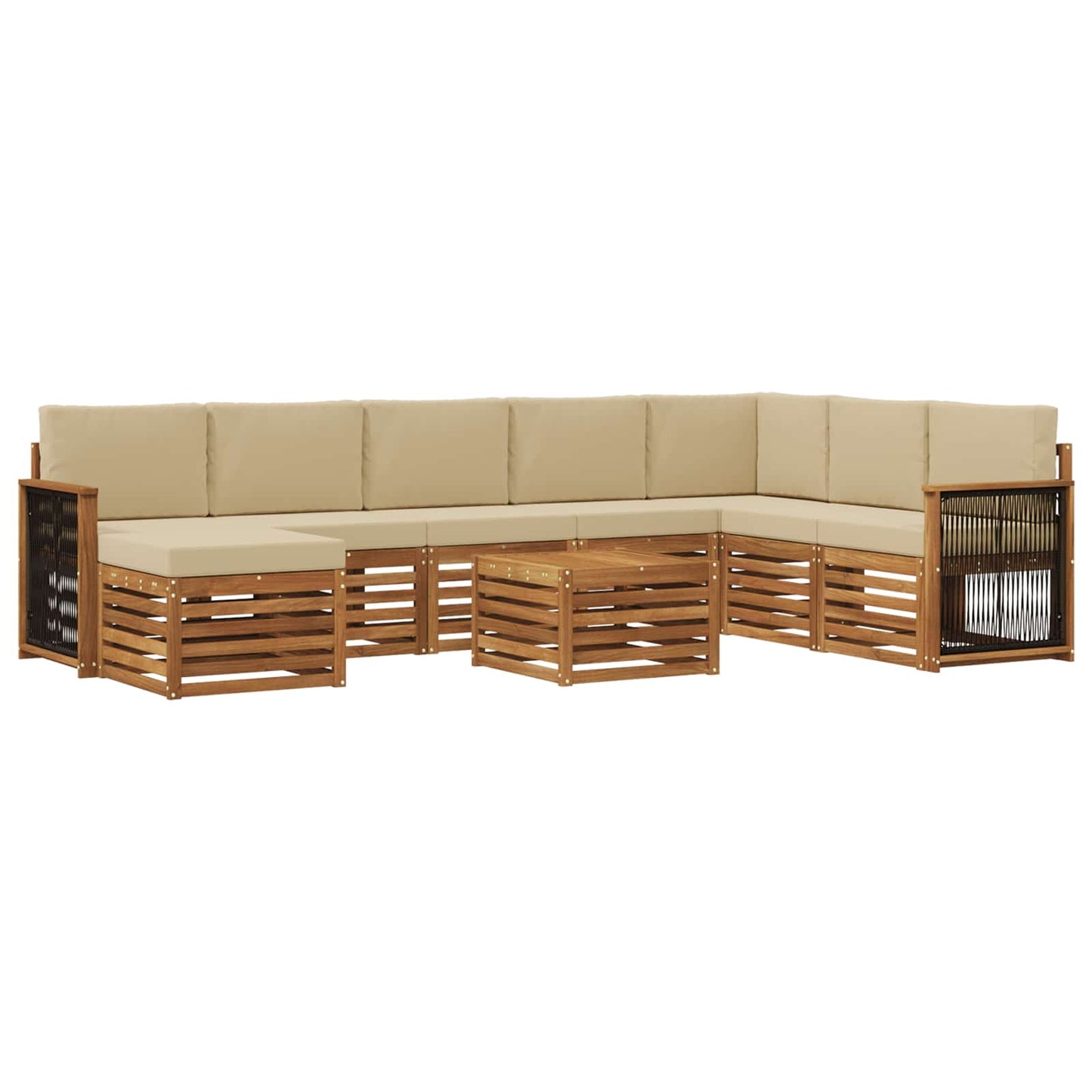 vidaXL Σειρά Καναπέ Εξωτερικού με μαξιλάρι 7 pcs Φυσικό