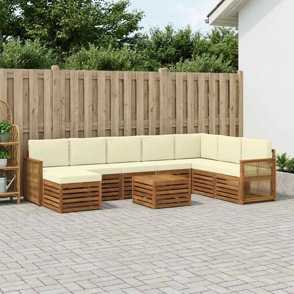 vidaXL Σειρά Καναπέ Εξωτερικού με μαξιλάρι 7 pcs Φυσικό και Κρέμα