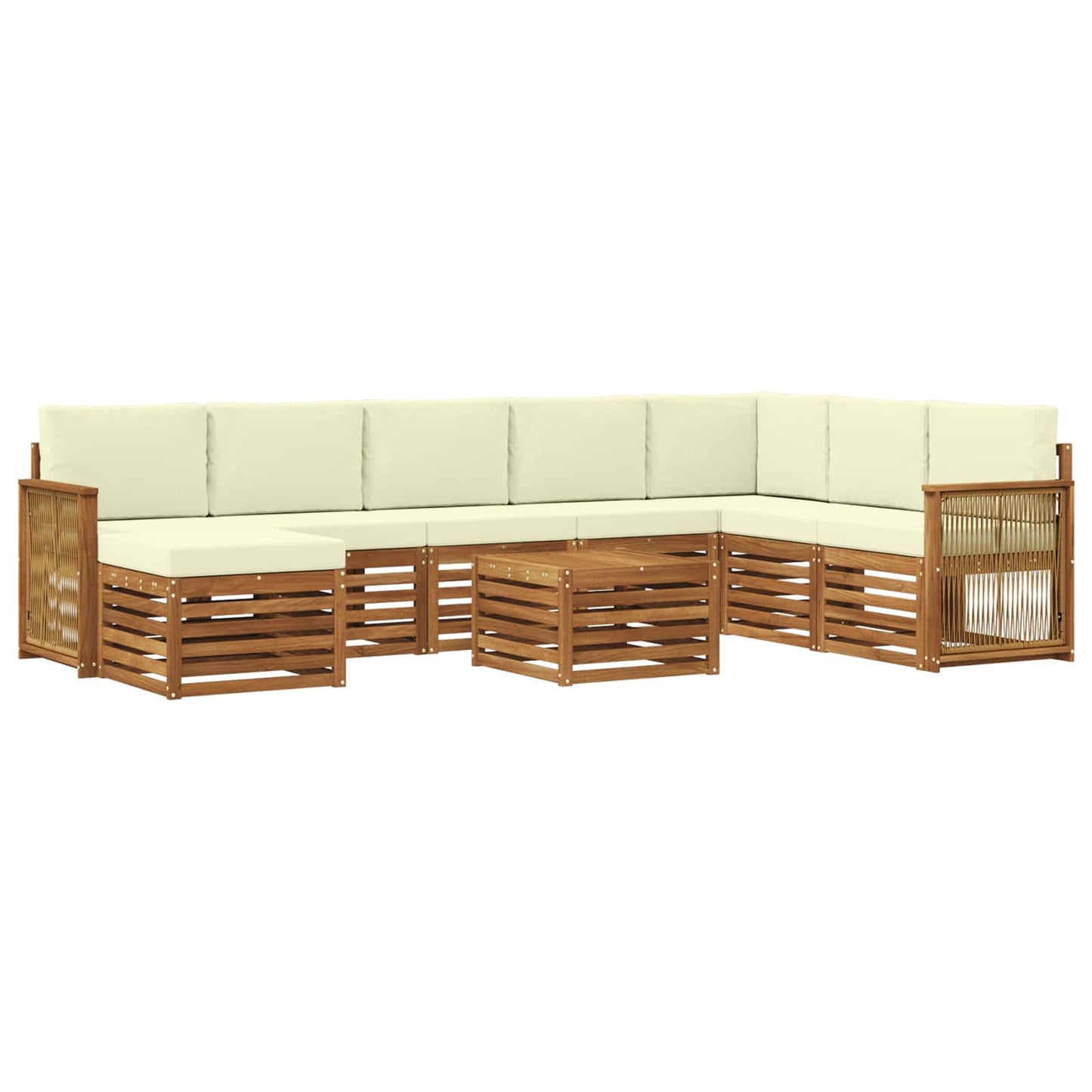 vidaXL Σειρά Καναπέ Εξωτερικού με μαξιλάρι 7 pcs Φυσικό και Κρέμα