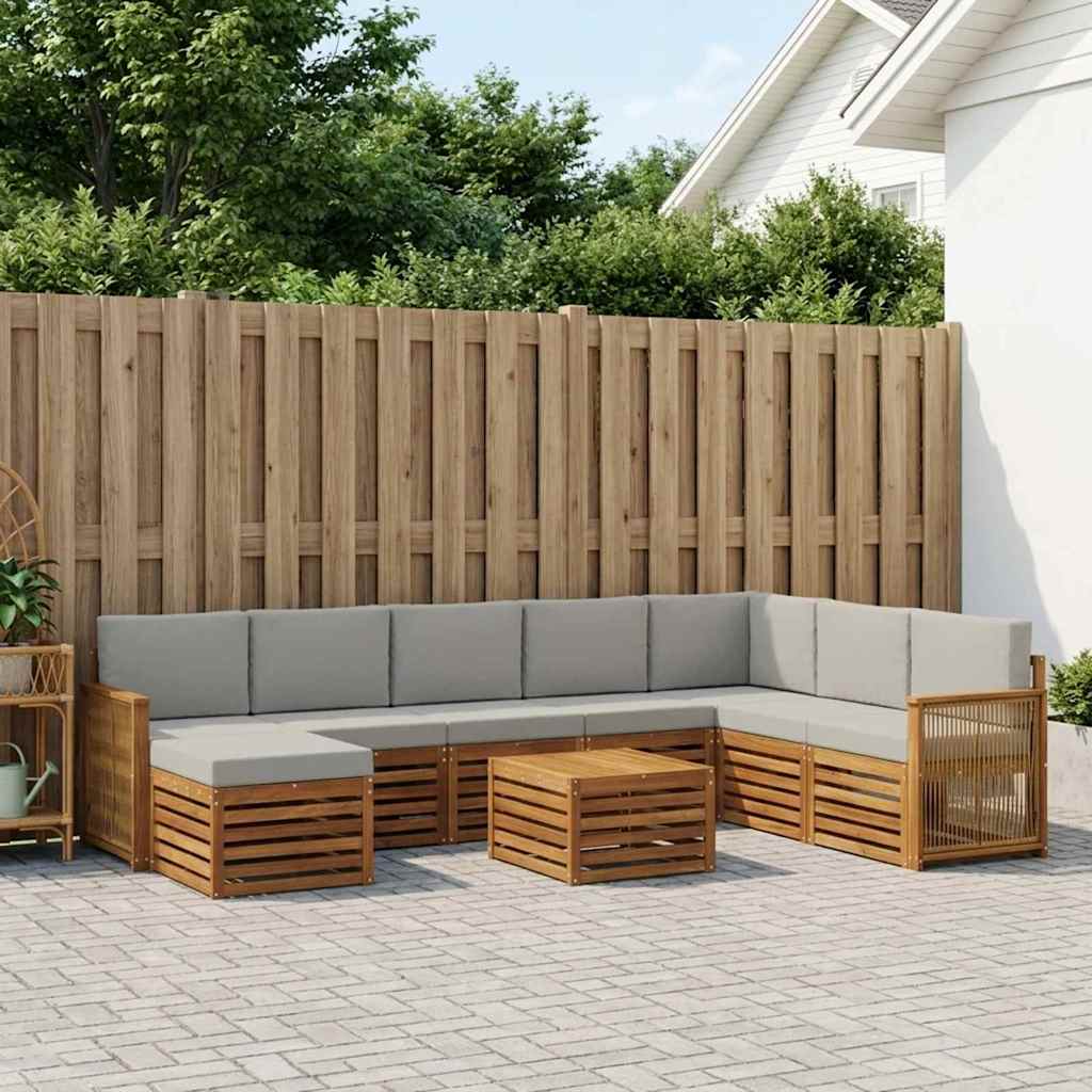 vidaXL Σειρά Καναπέ Εξωτερικού 7 pcs Φυσικό και Ανοιχτό Γκρι