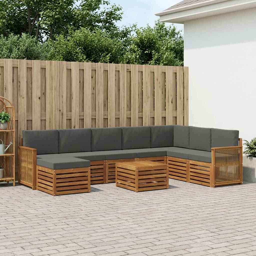 vidaXL Σειρά Καναπέ Εξωτερικού με μαξιλάρι 7 pcs Φυσικό και Ανθρακί