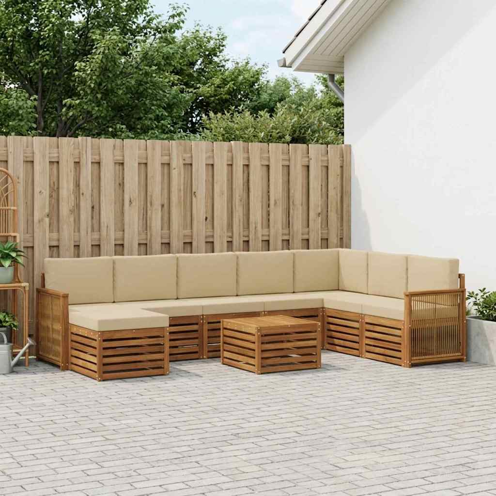 vidaXL Σειρά Καναπέ Εξωτερικού με μαξιλάρι 7 pcs Φυσικό