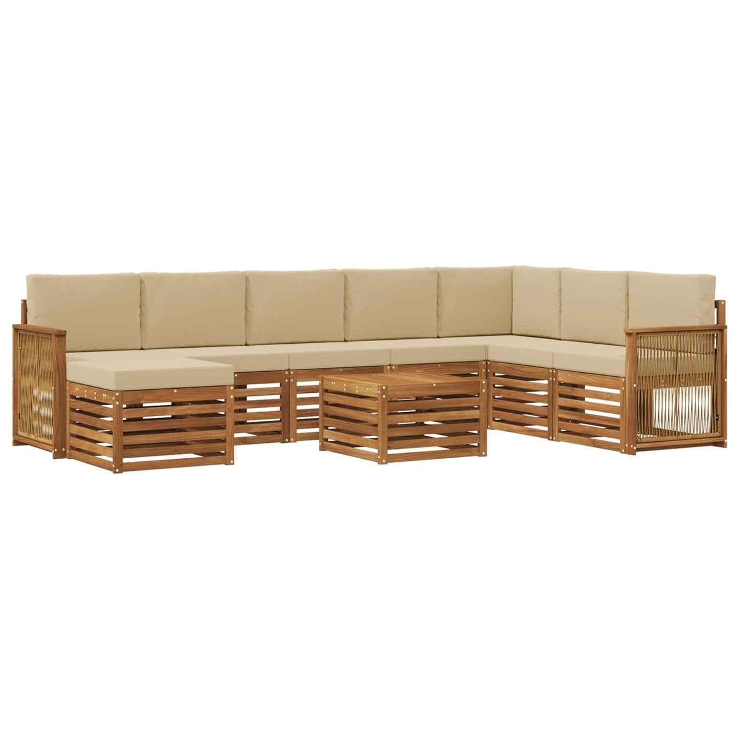 vidaXL Σειρά Καναπέ Εξωτερικού με μαξιλάρι 7 pcs Φυσικό