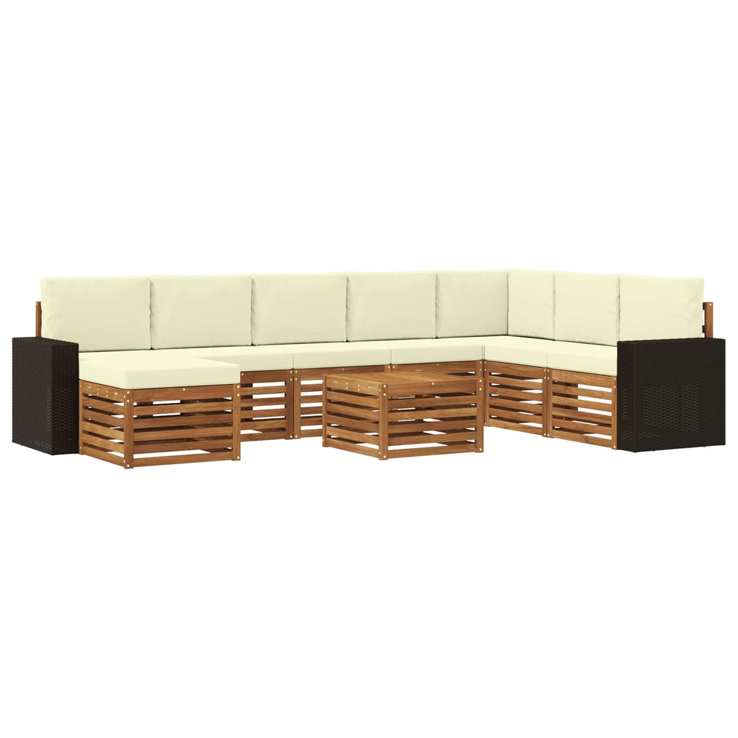 vidaXL Σειρά Καναπέ Εξωτερικού με μαξιλάρι 9 pcs Φυσικό και Κρέμα
