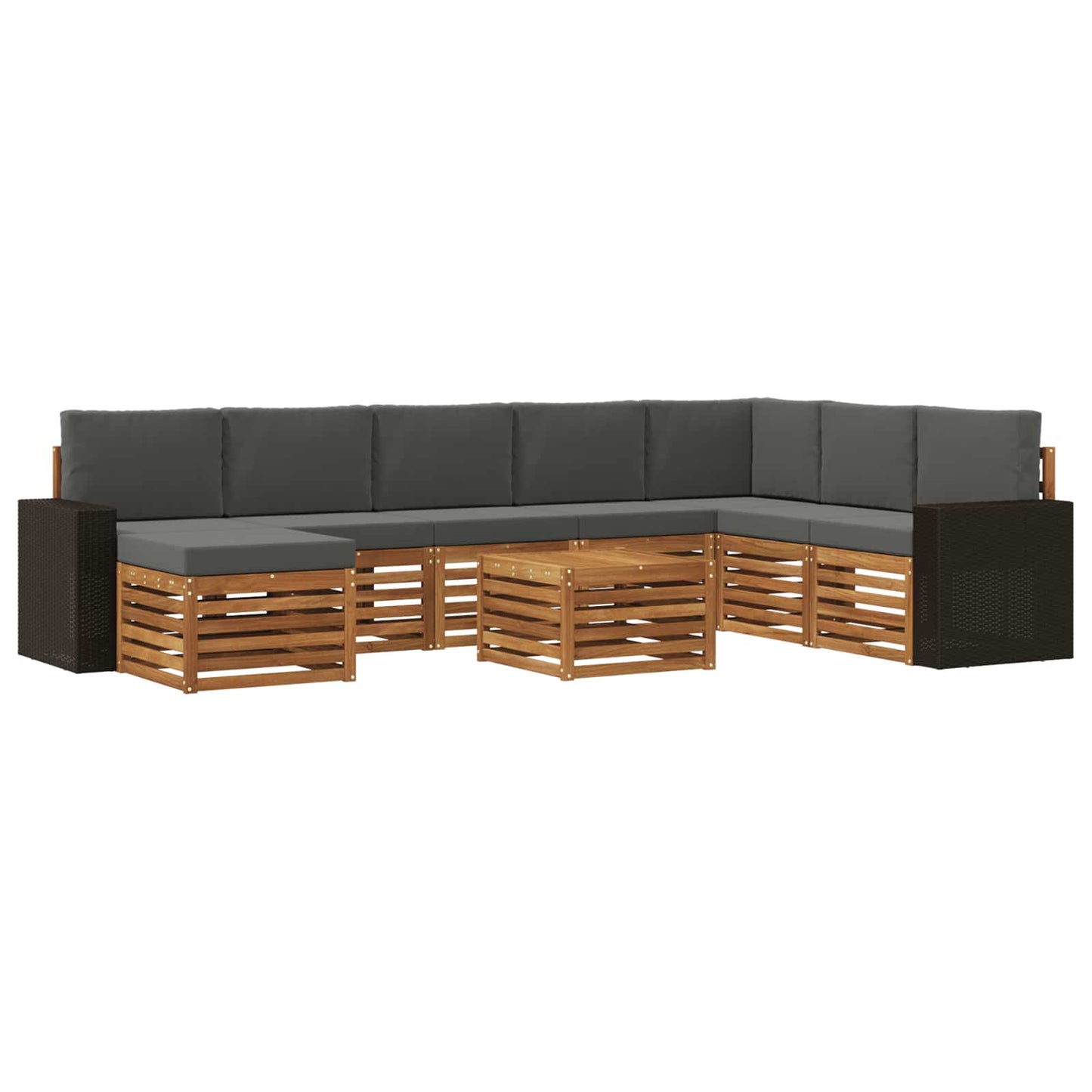 vidaXL Σειρά Καναπέ Εξωτερικού με μαξιλάρι 9 pcs Φυσικό και Ανθρακί