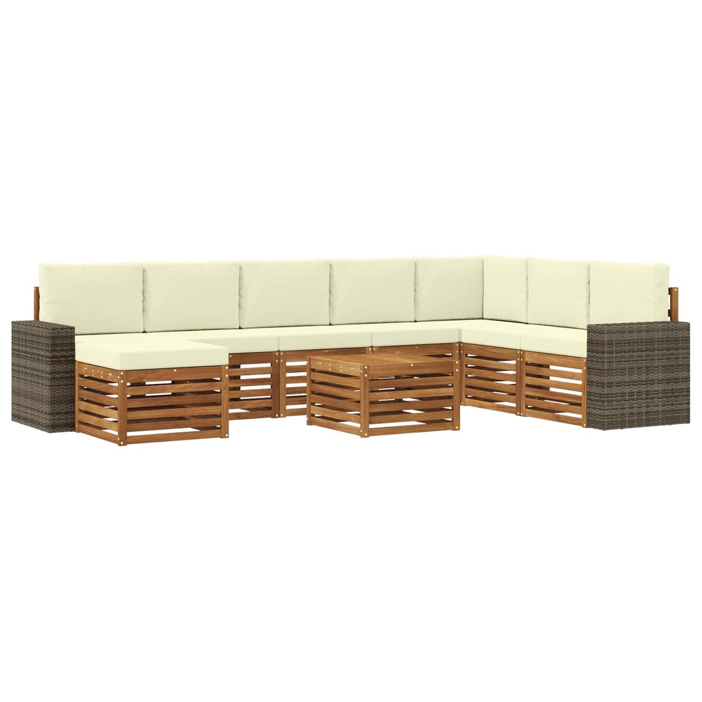 vidaXL Σειρά Καναπέ Εξωτερικού με μαξιλάρι 9 pcs Φυσικό και Κρέμα