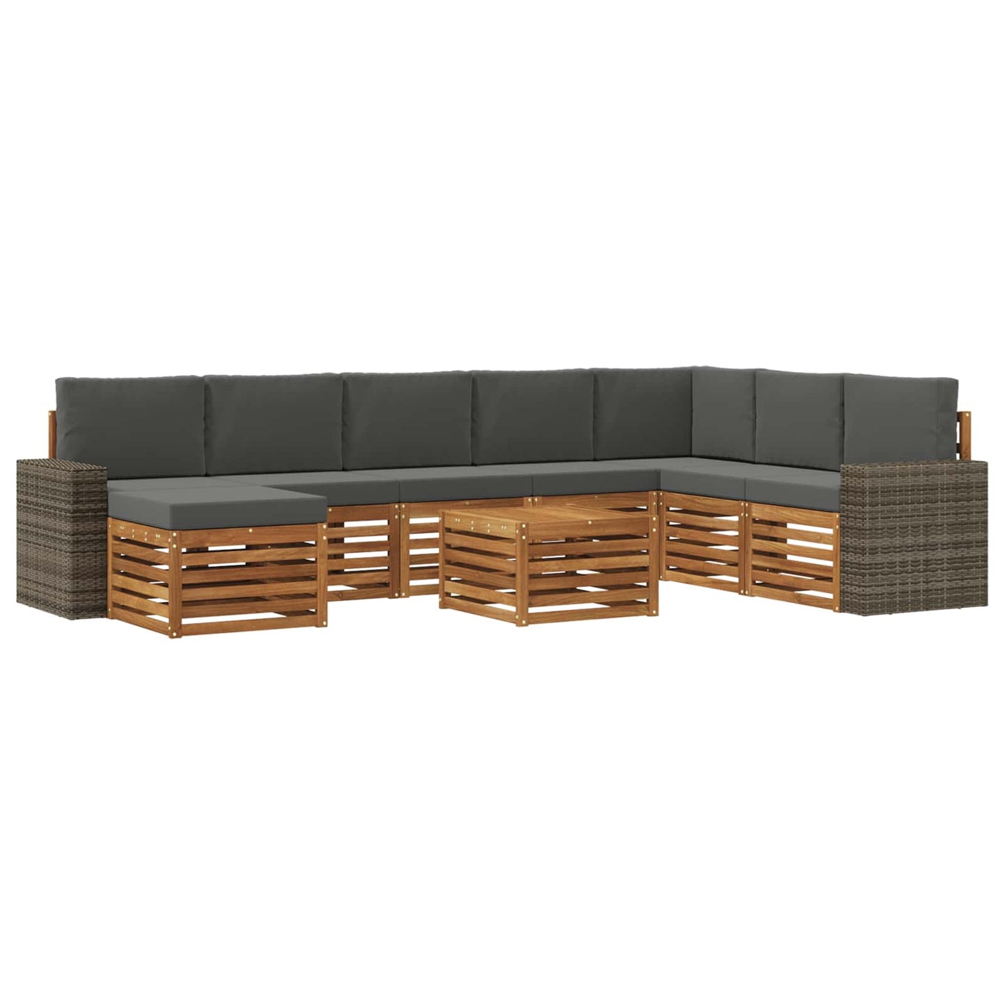 vidaXL Σειρά Καναπέ Εξωτερικού με μαξιλάρι 9 pcs Φυσικό και Ανθρακί