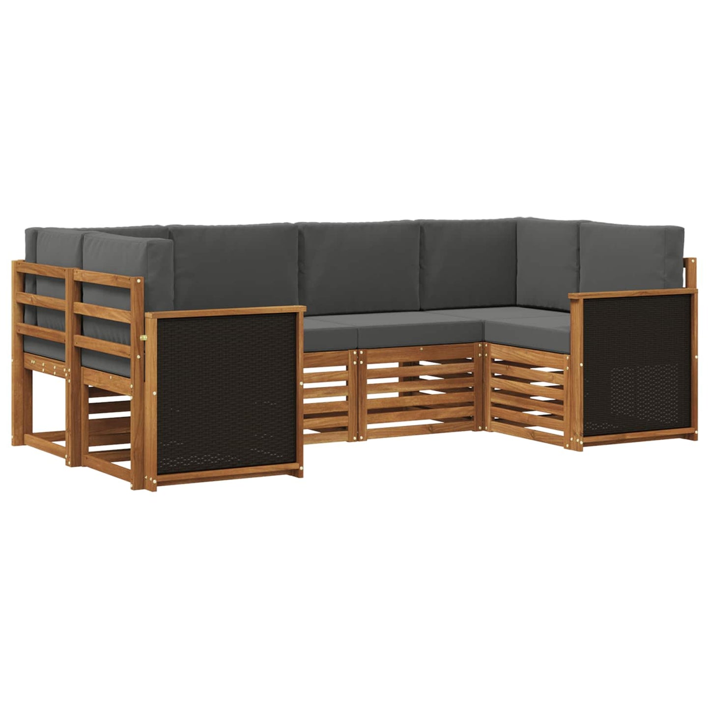vidaXL Σαλονάκι Γωνιακού Καναπέ με μαξιλάρι 5 pcs Φυσικό και Ανθρακί
