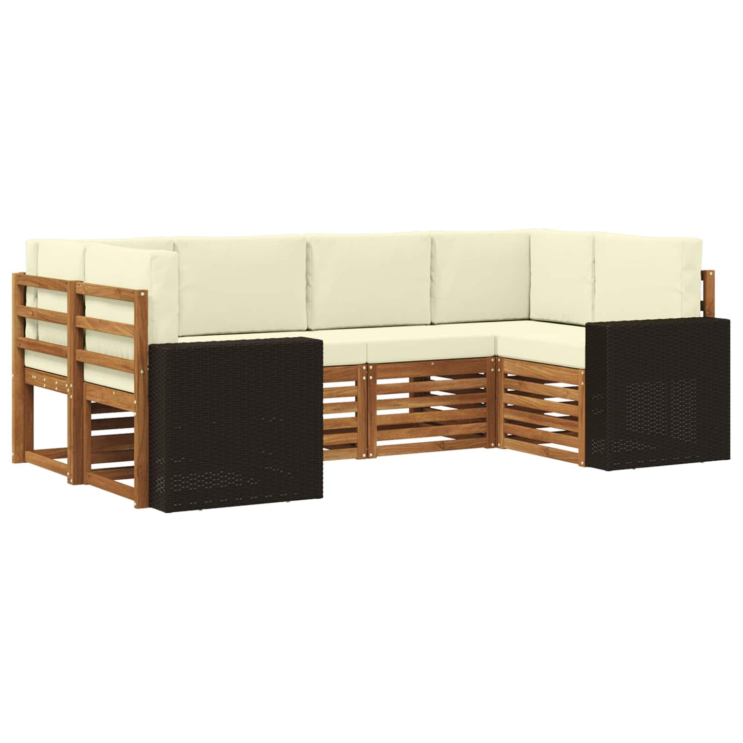 vidaXL Σαλονάκι Γωνιακού Καναπέ 6 pcs Φυσικό και Κρέμα Πολυεστέρας