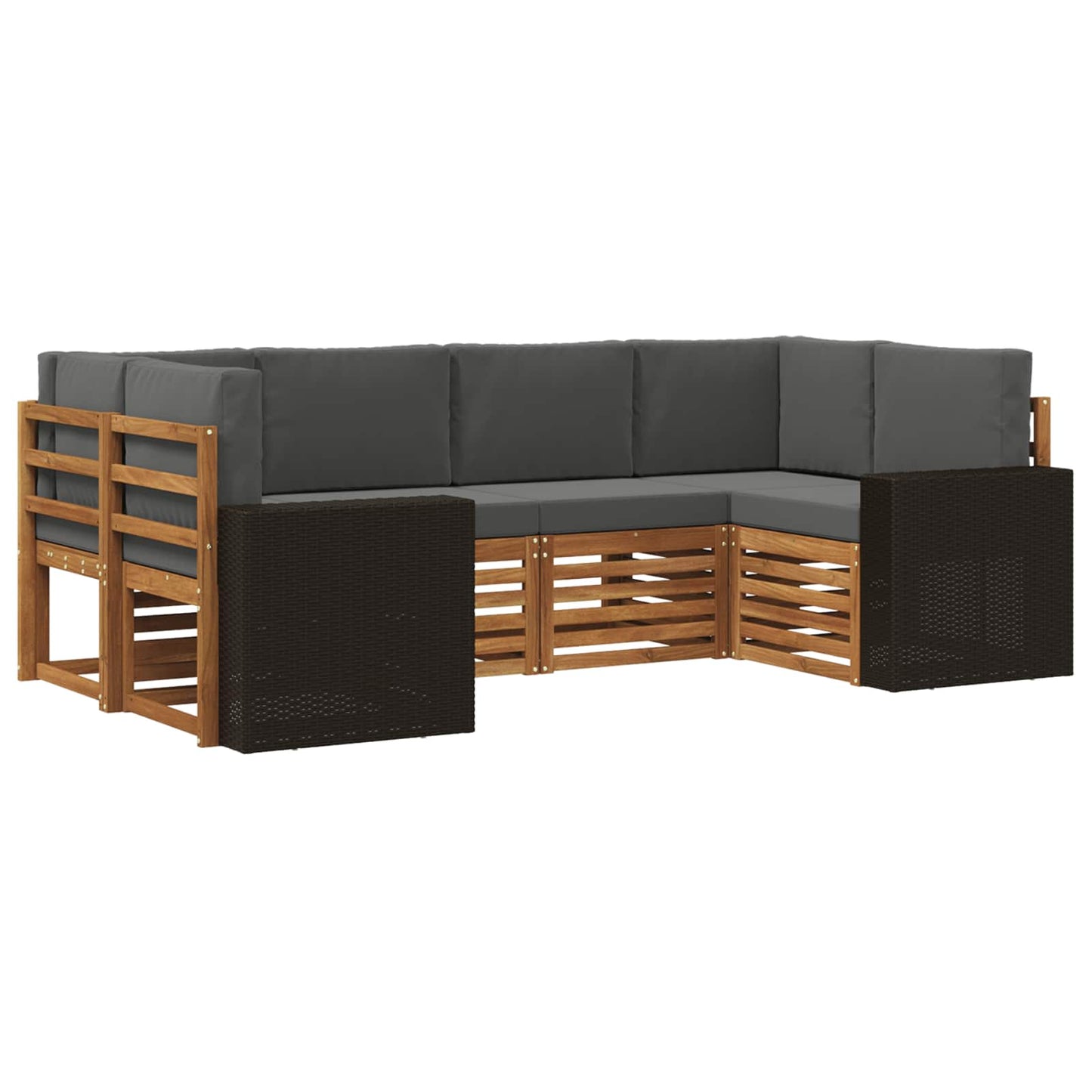 vidaXL Σαλονάκι Γωνιακού Καναπέ 6 pcs Φυσικό και Ανθρακί Πολυεστέρας