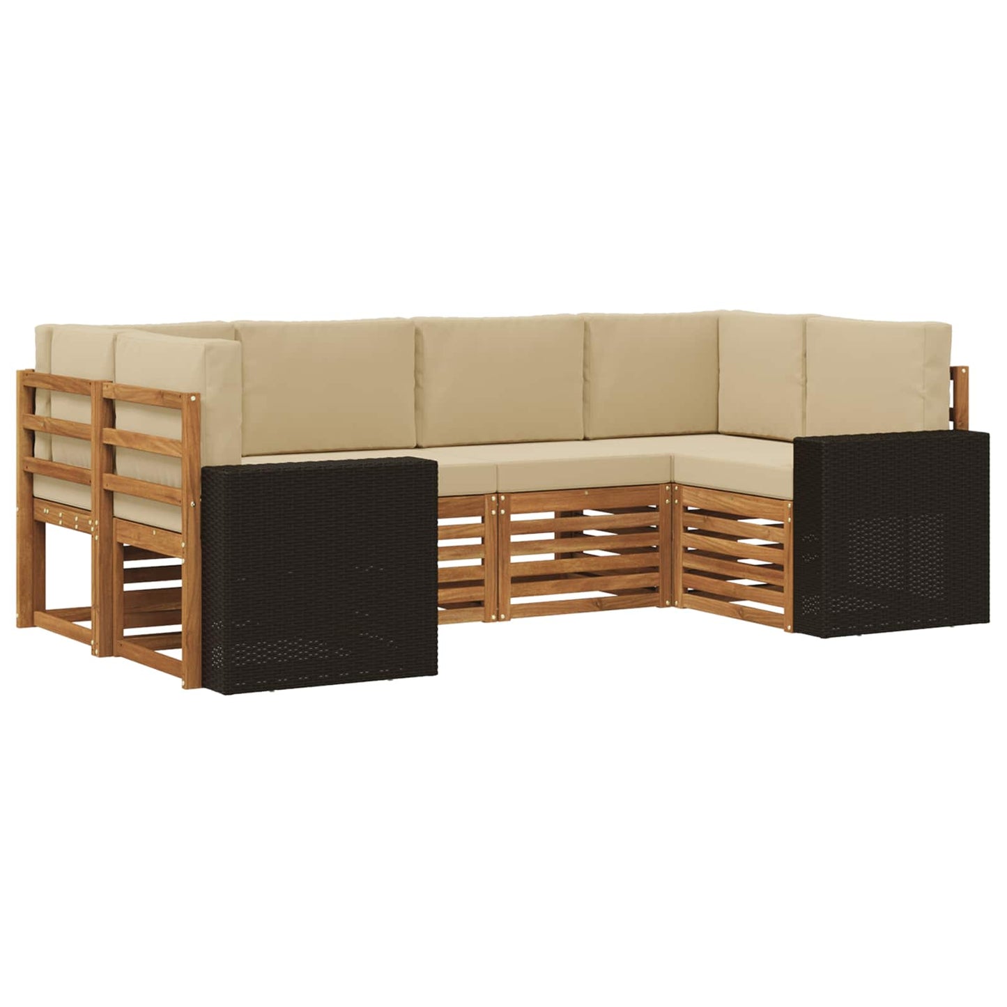 vidaXL Σαλονάκι Γωνιακού Καναπέ 6 pcs Φυσικό και Μπεζ Πολυεστέρας