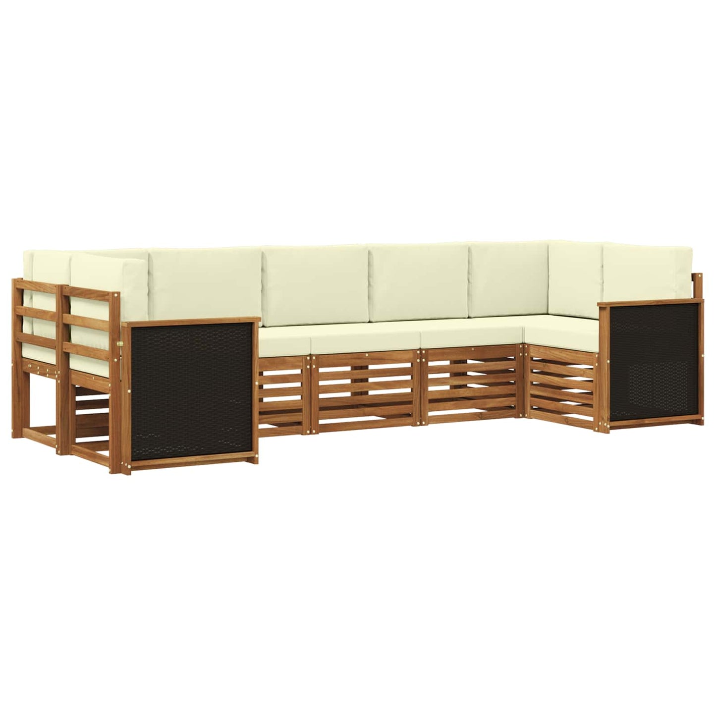 vidaXL Σαλονάκι Γωνιακού Καναπέ με μαξιλάρι 6 pcs Φυσικό και Κρέμα