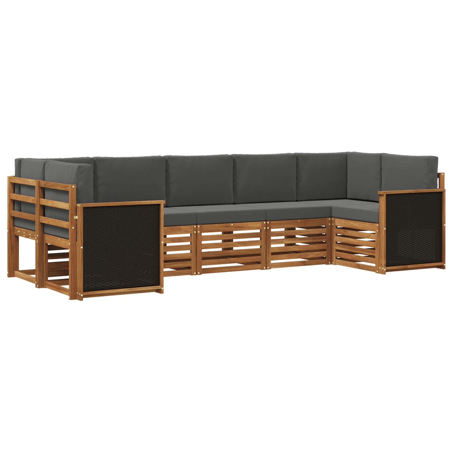 vidaXL Σαλονάκι Γωνιακού Καναπέ με μαξιλάρι 6 pcs Φυσικό και Ανθρακί