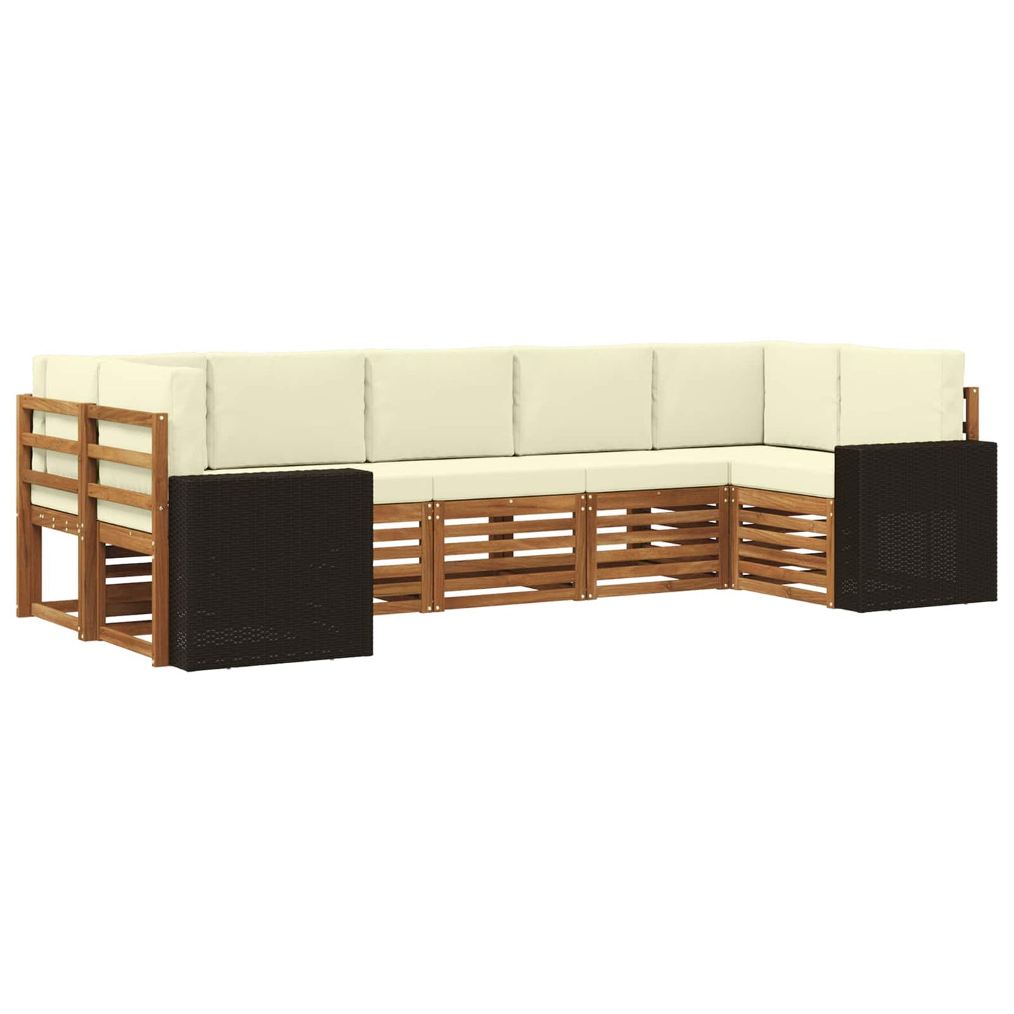 vidaXL Σαλονάκι Γωνιακού Καναπέ 7 pcs Φυσικό και Κρέμα Πολυεστέρας