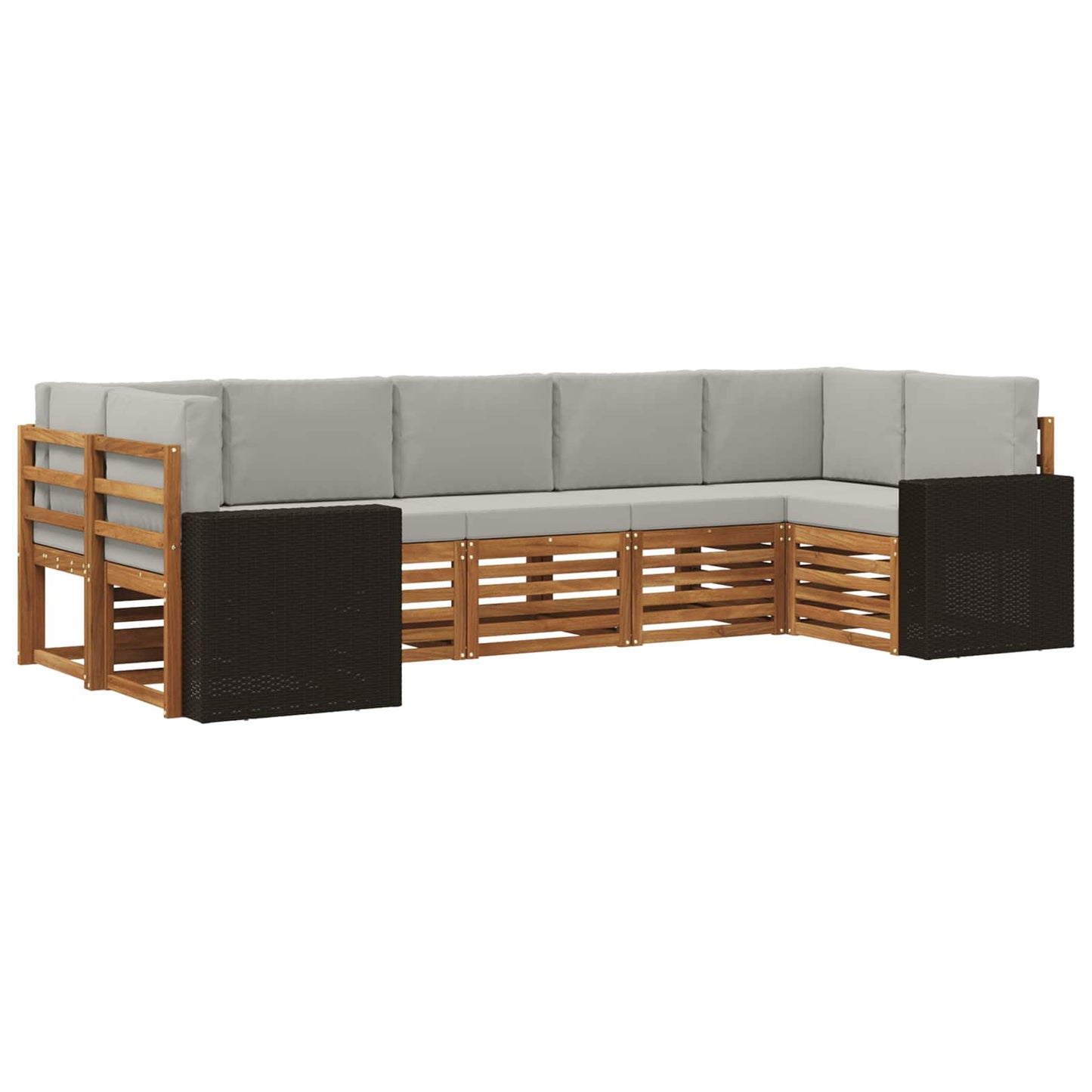 vidaXL Σαλονάκι Γωνιακού Καναπέ 7 pcs Φυσικό και Ανοιχτό Γκρι
