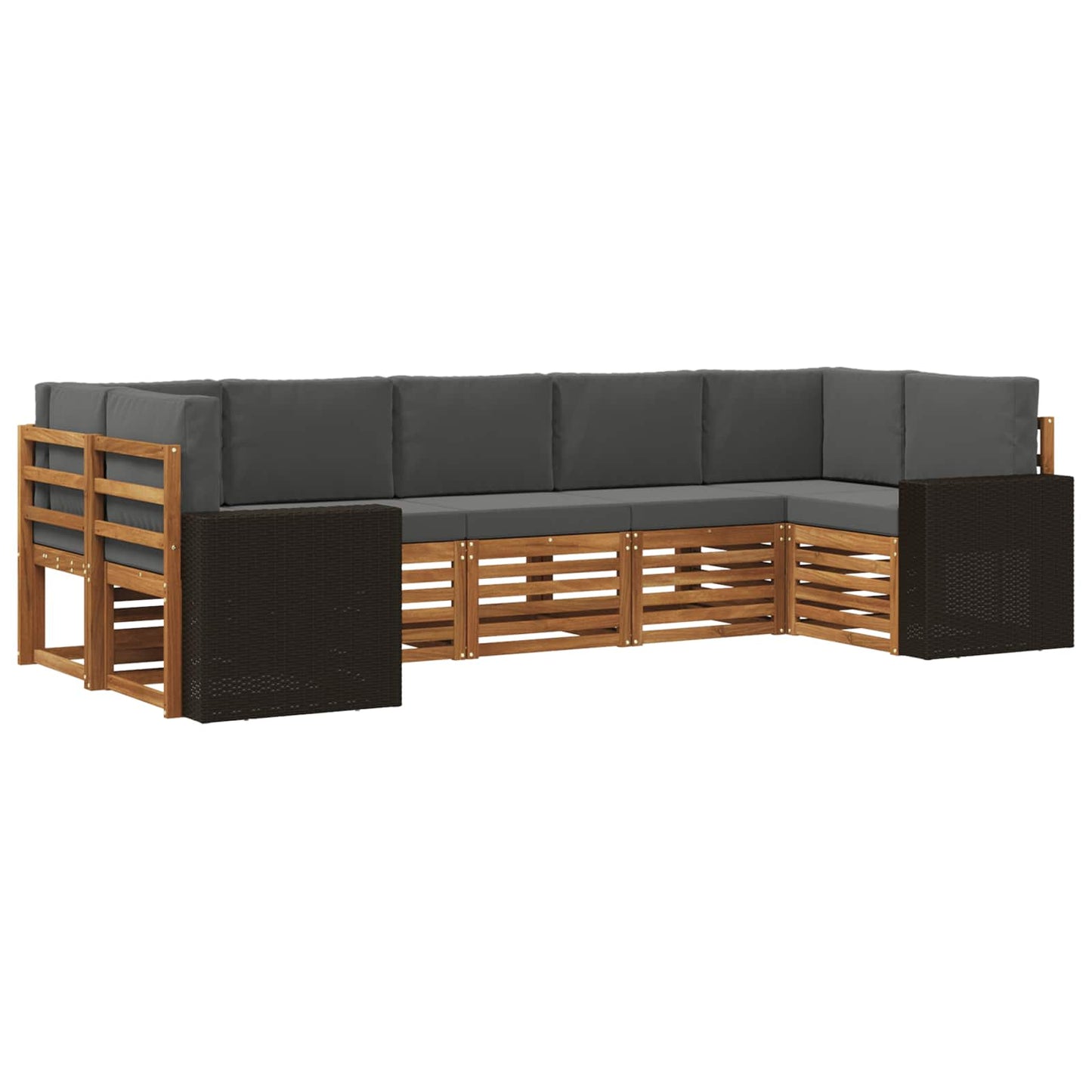 vidaXL Σαλονάκι Γωνιακού Καναπέ 7 pcs Φυσικό και Ανθρακί Πολυεστέρας