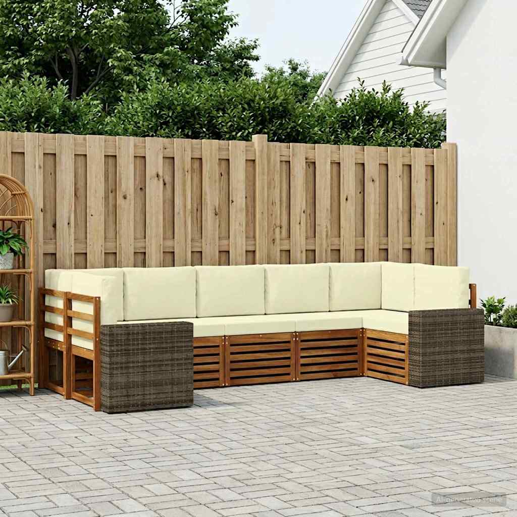 vidaXL Σαλονάκι Γωνιακού Καναπέ 7 pcs Φυσικό και Κρέμα Πολυεστέρας