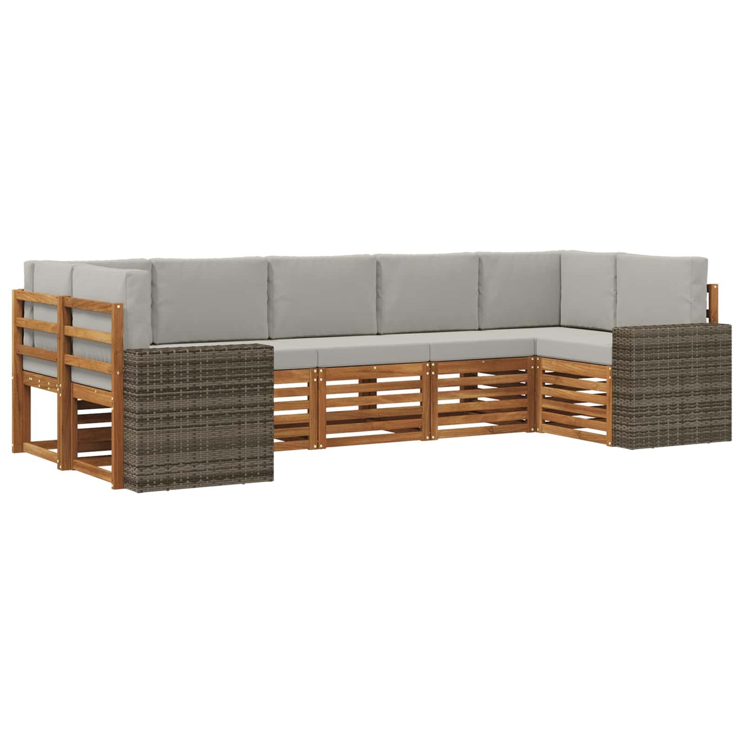 vidaXL Σαλονάκι Γωνιακού Καναπέ 7 pcs Φυσικό και Ανοιχτό Γκρι