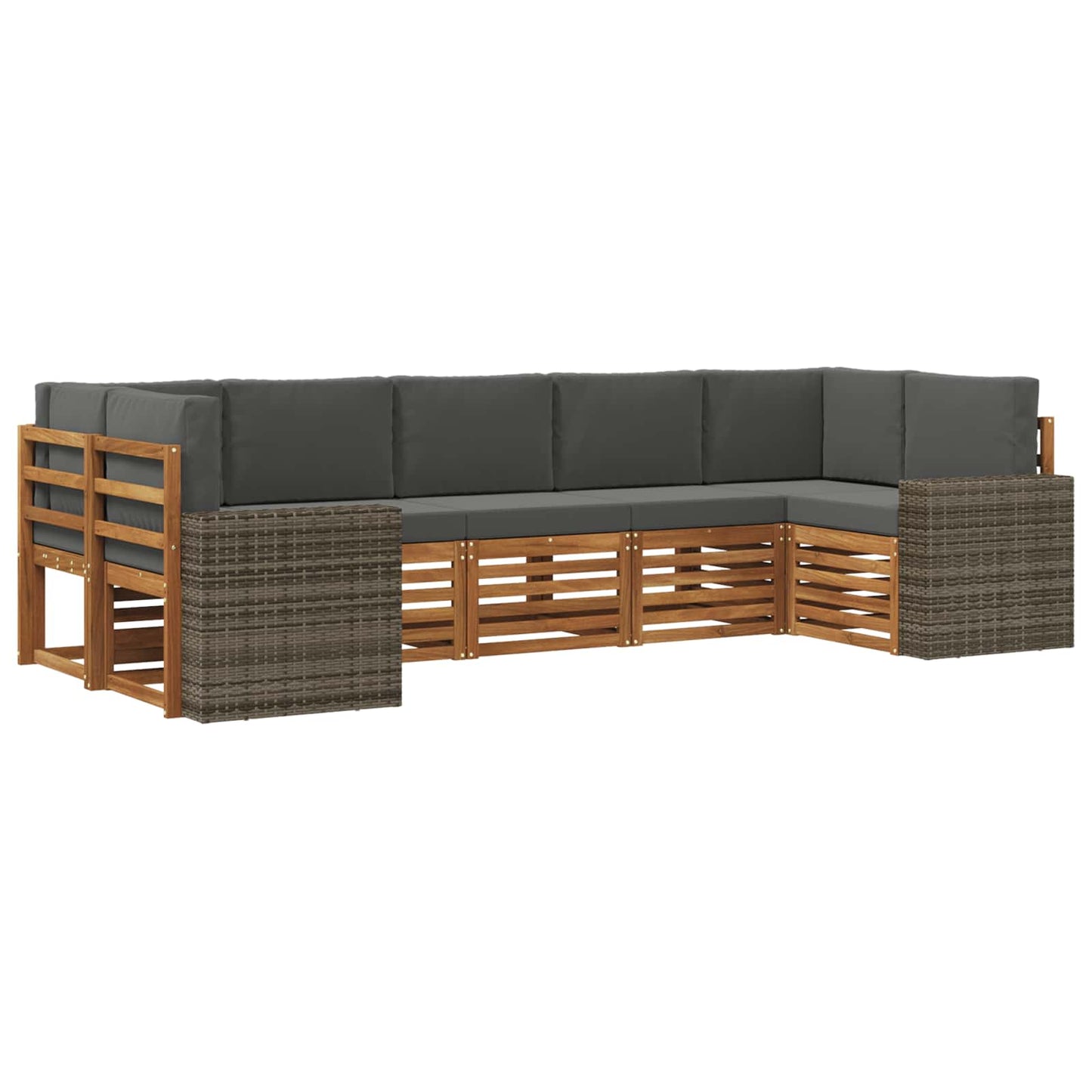 vidaXL Σαλονάκι Γωνιακού Καναπέ 7 pcs Φυσικό και Ανθρακί Πολυεστέρας