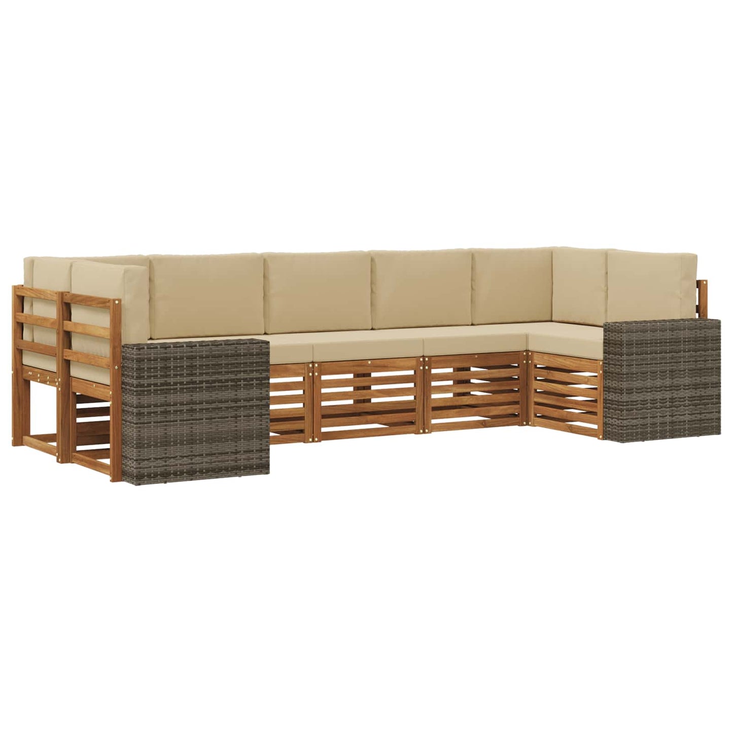 vidaXL Σαλονάκι Γωνιακού Καναπέ 7 pcs Φυσικό και Μπεζ Πολυεστέρας