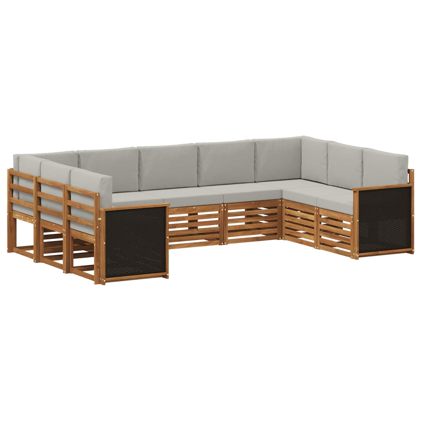 vidaXL Σαλονάκι Γωνιακού Καναπέ 7 pcs Φυσικό και Ανοιχτό Γκρι