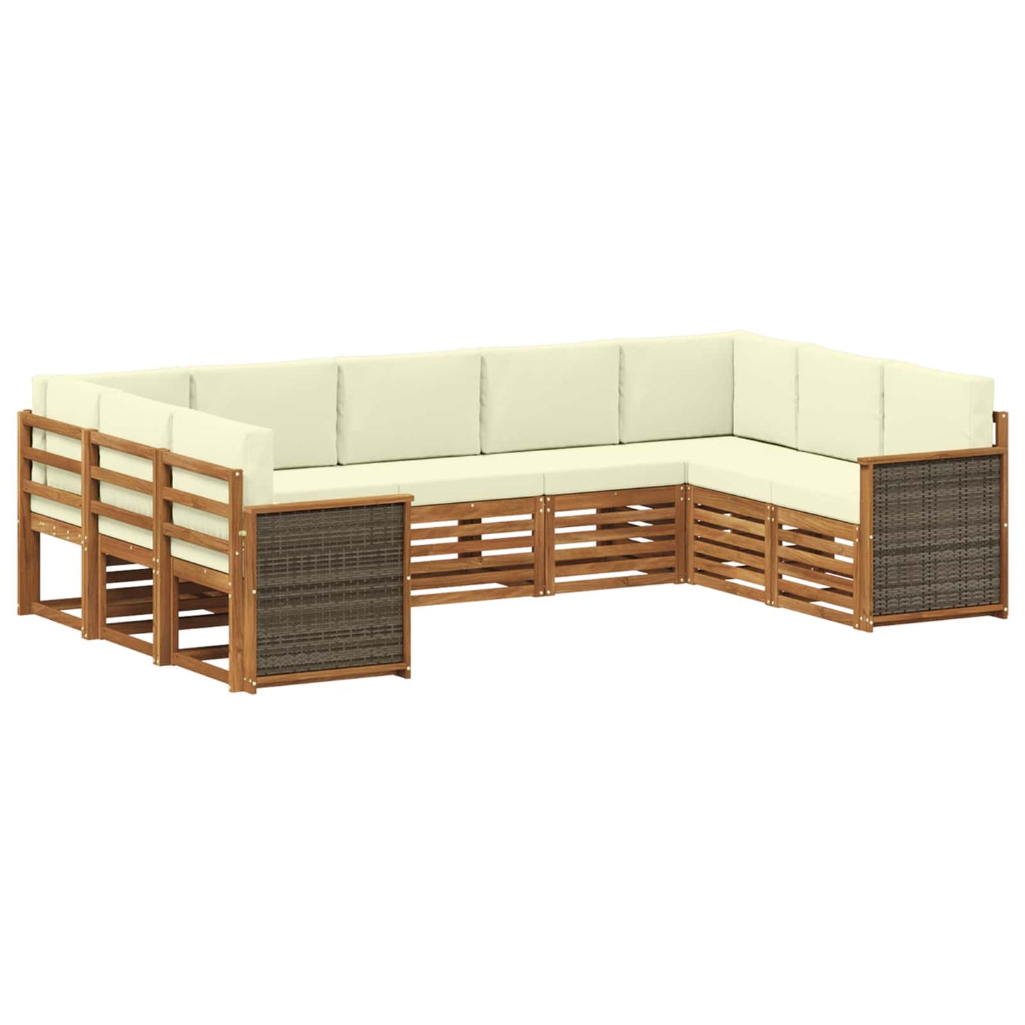 vidaXL Σαλονάκι Γωνιακού Καναπέ με μαξιλάρι 7 pcs Φυσικό και Κρέμα