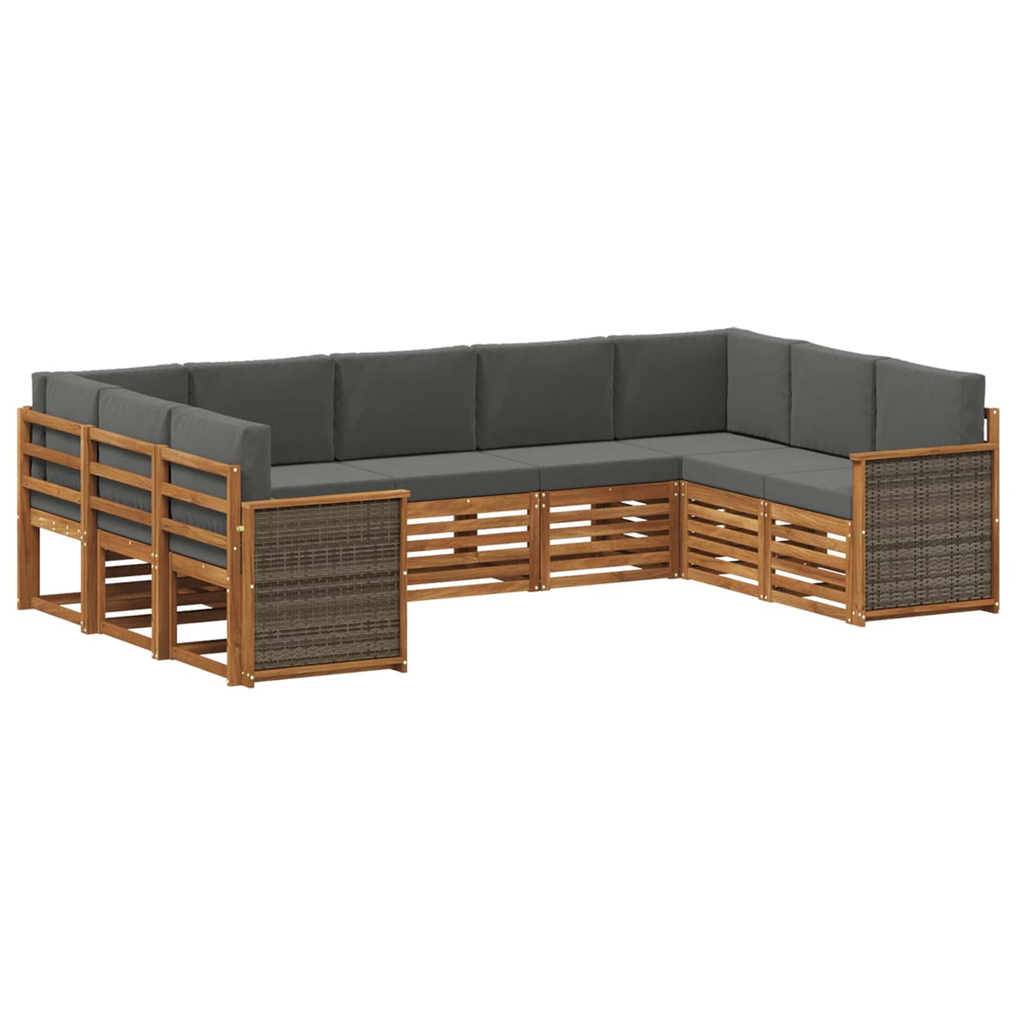 vidaXL Σαλονάκι Γωνιακού Καναπέ με μαξιλάρι 7 pcs Φυσικό και Ανθρακί