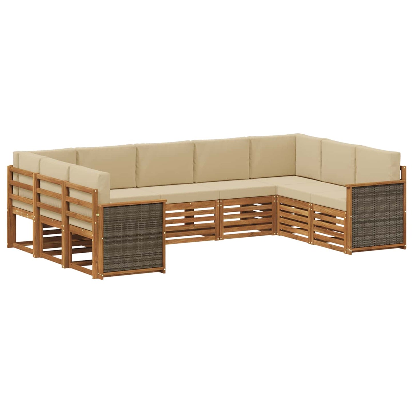 vidaXL Σαλονάκι Γωνιακού Καναπέ με μαξιλάρι 7 pcs Φυσικό