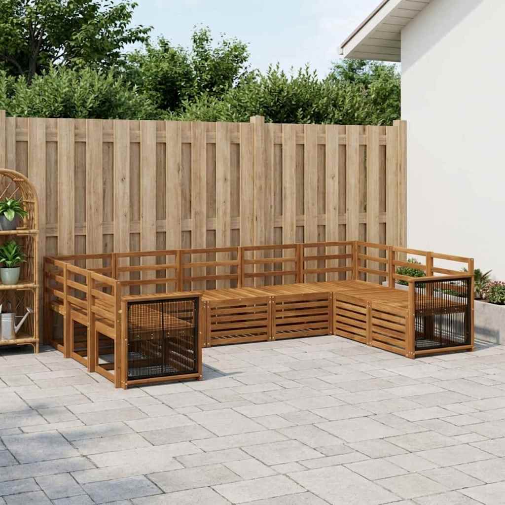 vidaXL Σειρά Καναπέ Εξωτερικού 7 τμχ. Φυσικό Στερεό Ξύλο Ακακίας
