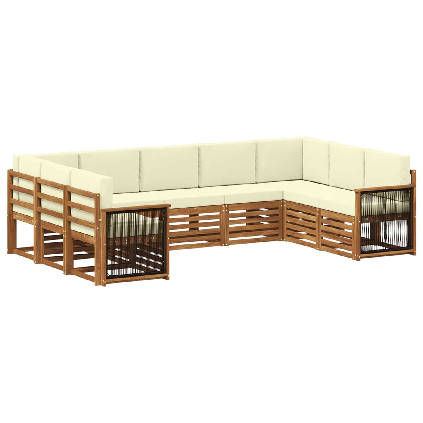 vidaXL Σαλονάκι Γωνιακού Καναπέ με μαξιλάρι 7 pcs Φυσικό και Κρέμα
