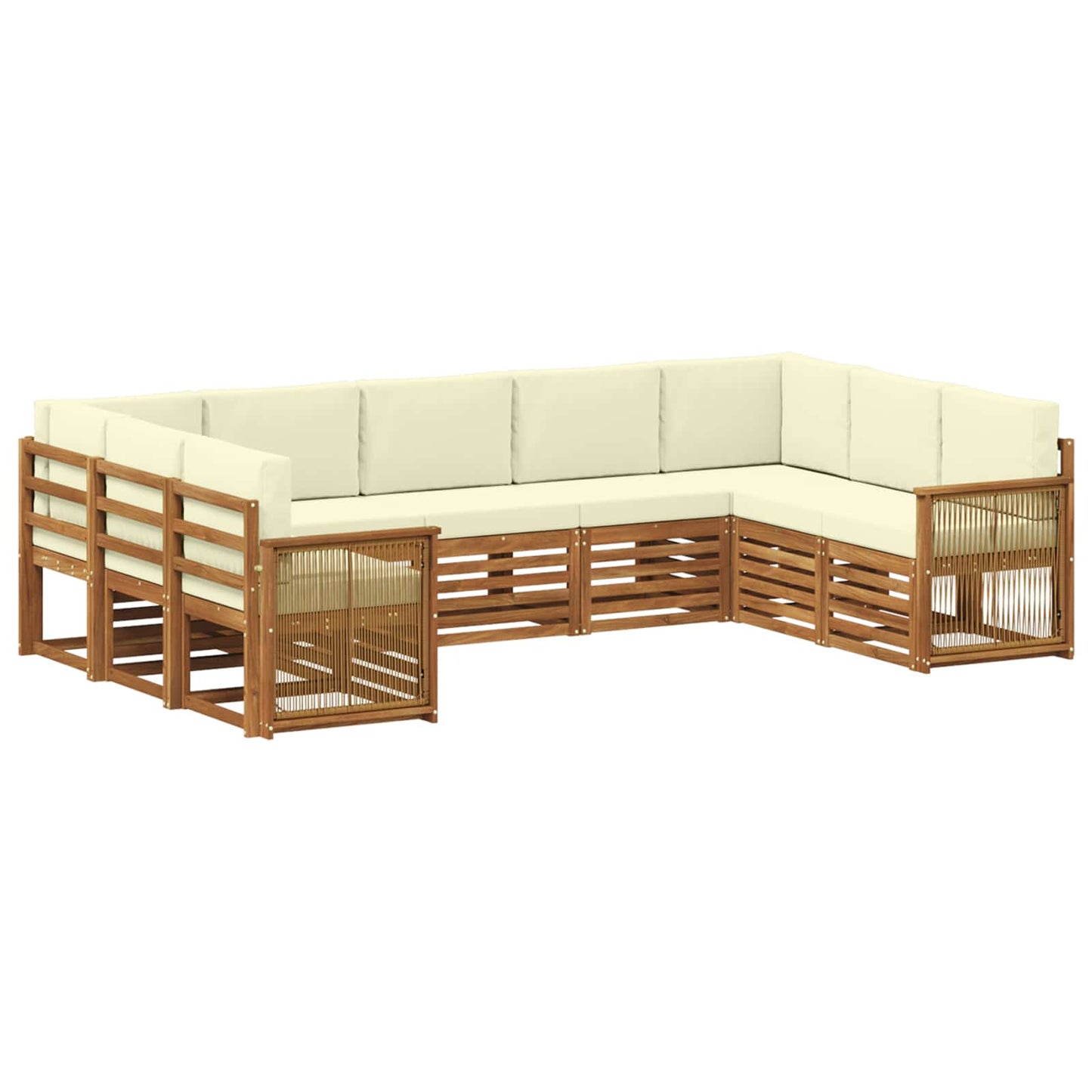 vidaXL Σαλονάκι Γωνιακού Καναπέ με μαξιλάρι 7 pcs Φυσικό και Κρέμα