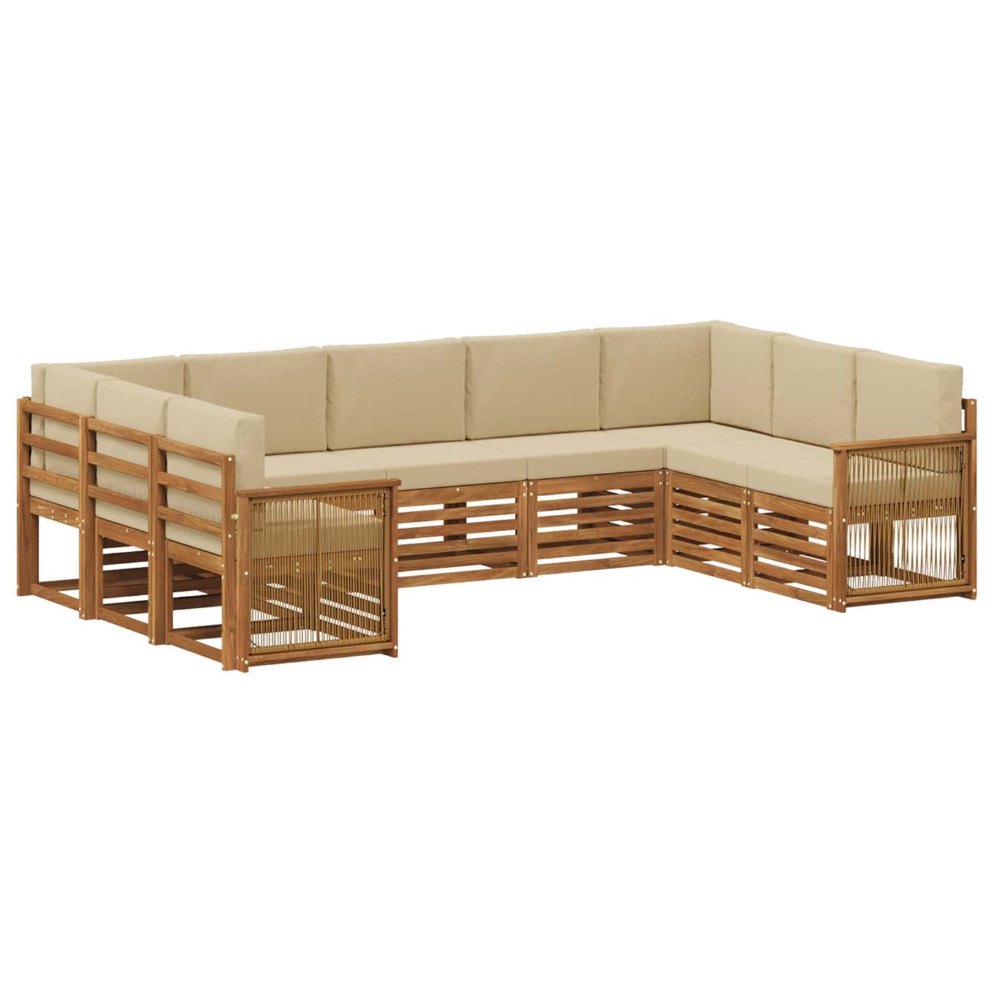 vidaXL Σαλονάκι Γωνιακού Καναπέ με μαξιλάρι 7 pcs Φυσικό