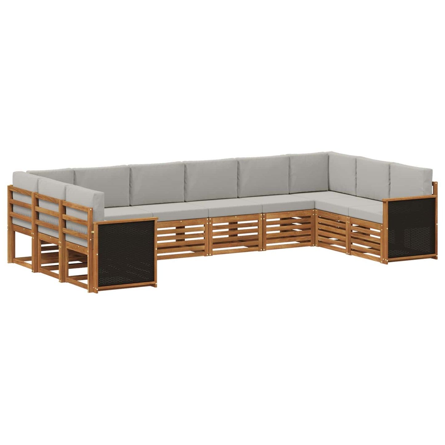 vidaXL Σαλονάκι Γωνιακού Καναπέ 7 pcs Φυσικό και Ανοιχτό Γκρι