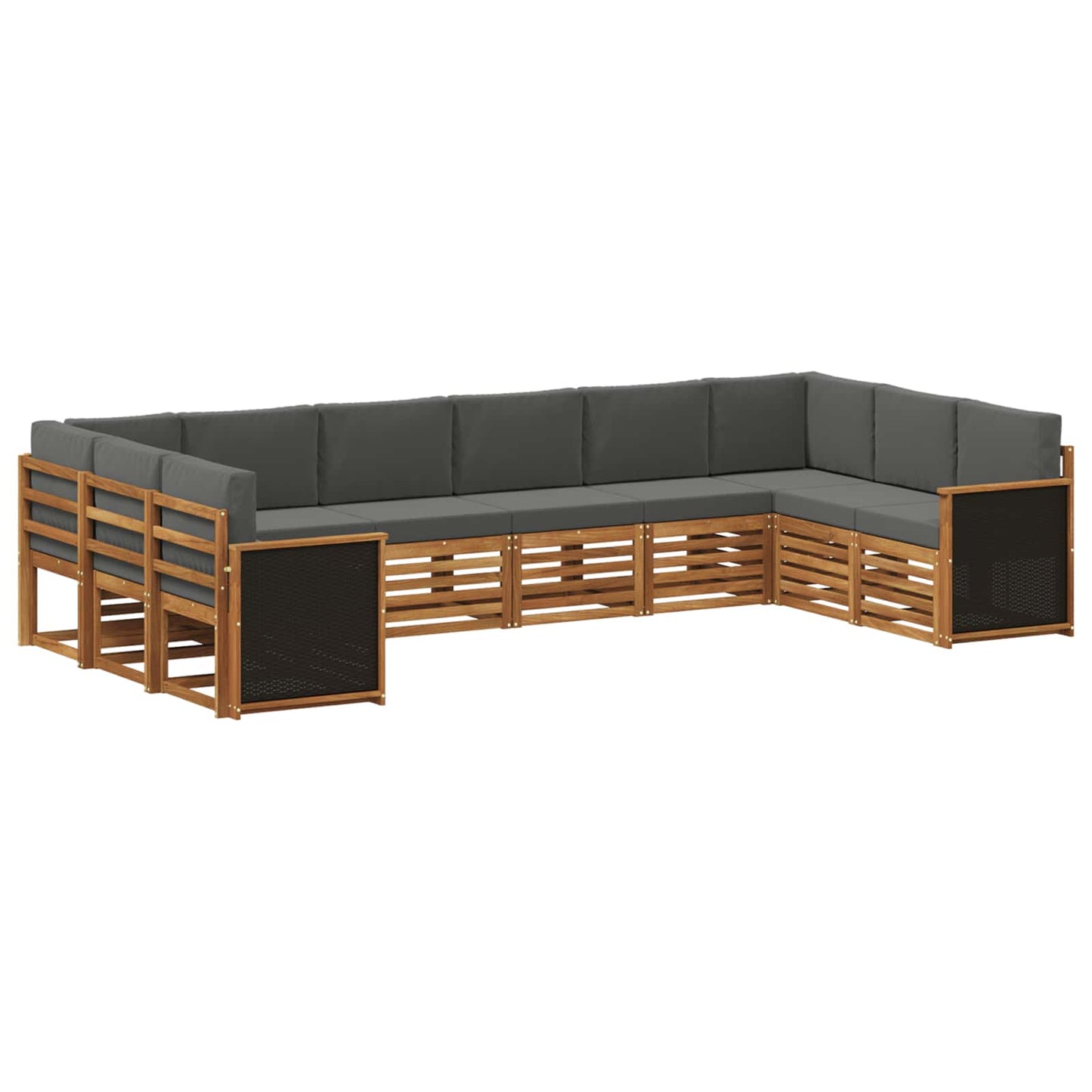 vidaXL Σαλονάκι Γωνιακού Καναπέ με μαξιλάρι 7 pcs Φυσικό και Ανθρακί