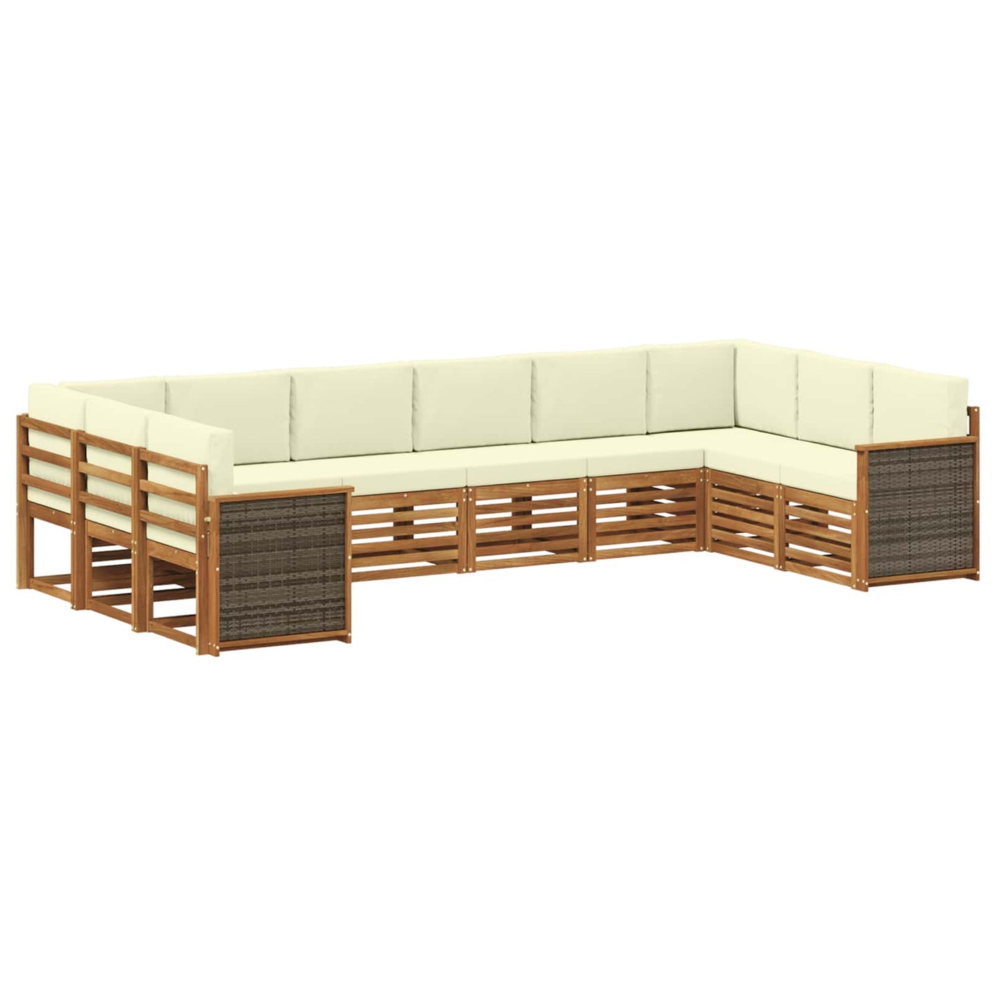 vidaXL Σαλονάκι Γωνιακού Καναπέ με μαξιλάρι 7 pcs Φυσικό και Κρέμα