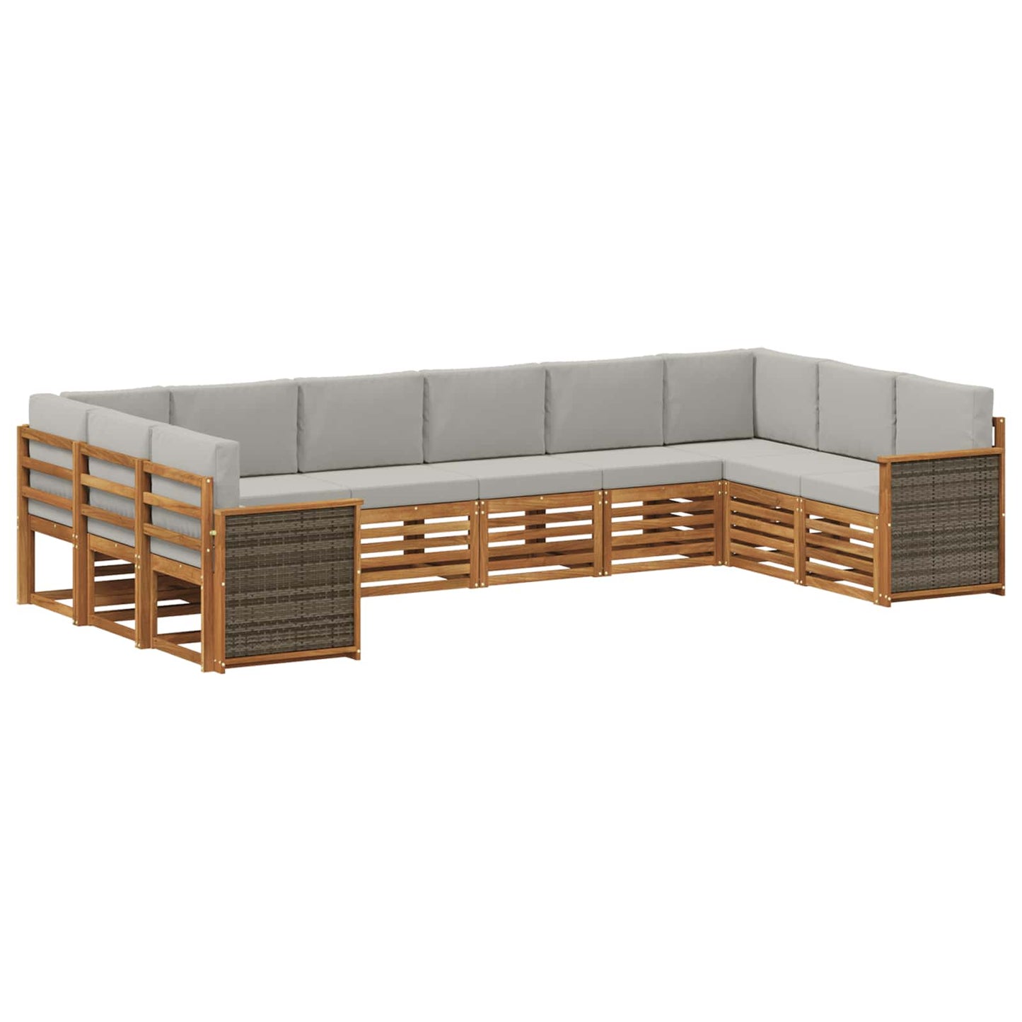 vidaXL Σαλονάκι Γωνιακού Καναπέ 7 pcs Φυσικό και Ανοιχτό Γκρι