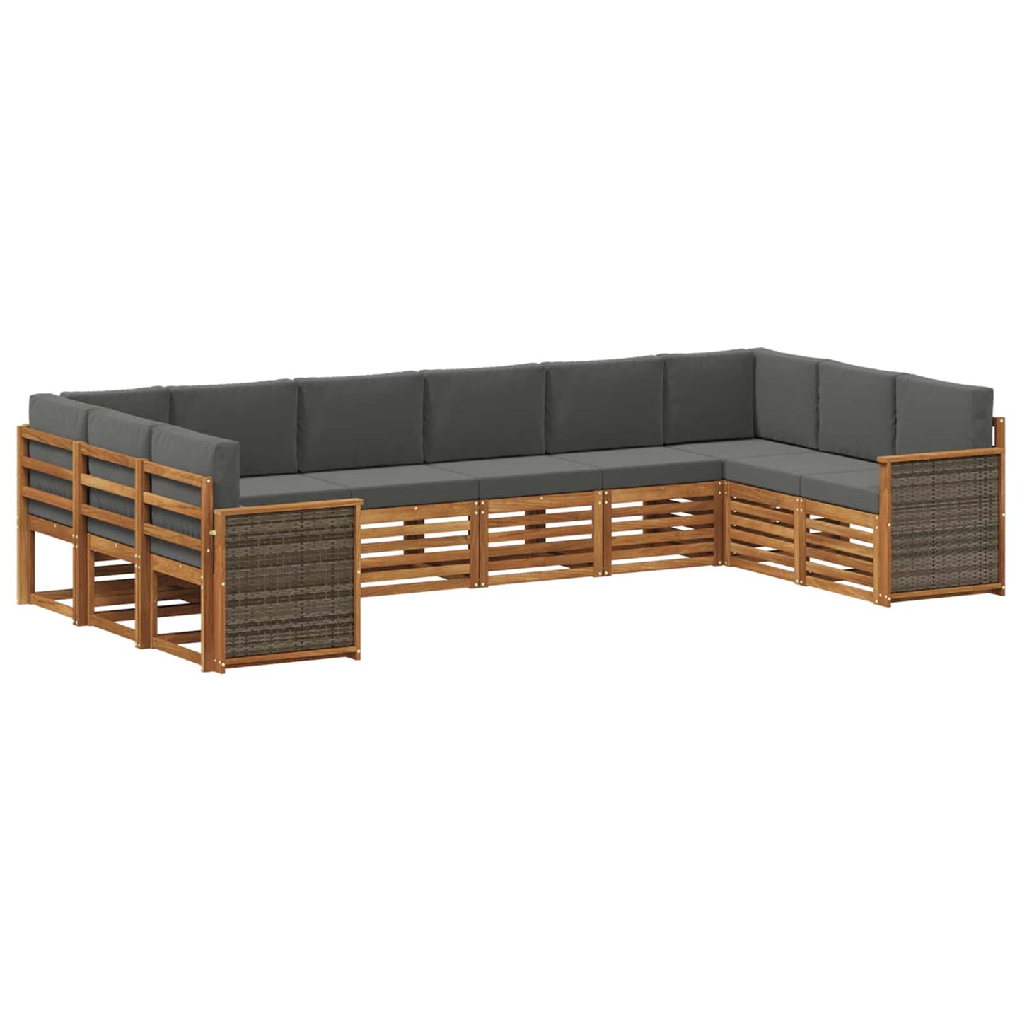 vidaXL Σαλονάκι Γωνιακού Καναπέ με μαξιλάρι 7 pcs Φυσικό και Ανθρακί