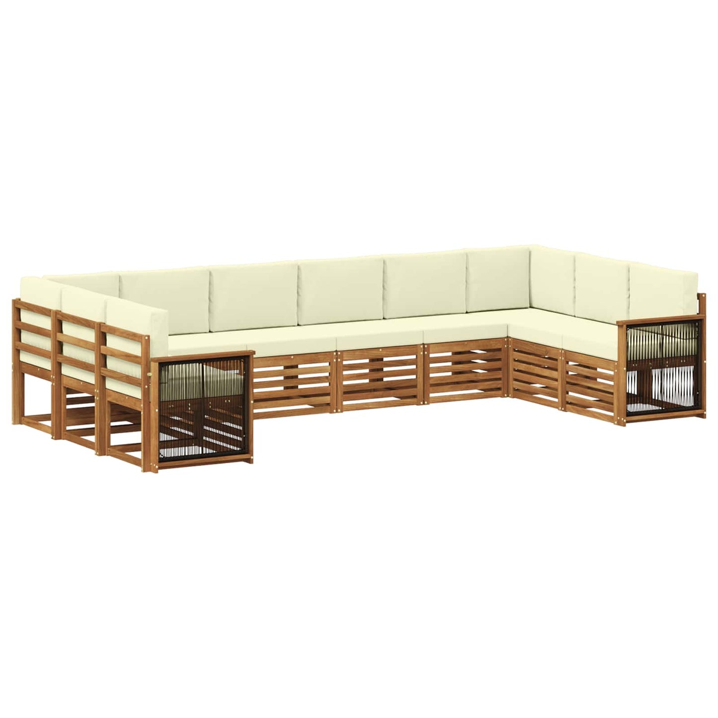 vidaXL Σαλονάκι Γωνιακού Καναπέ με μαξιλάρι 7 pcs Φυσικό και Κρέμα