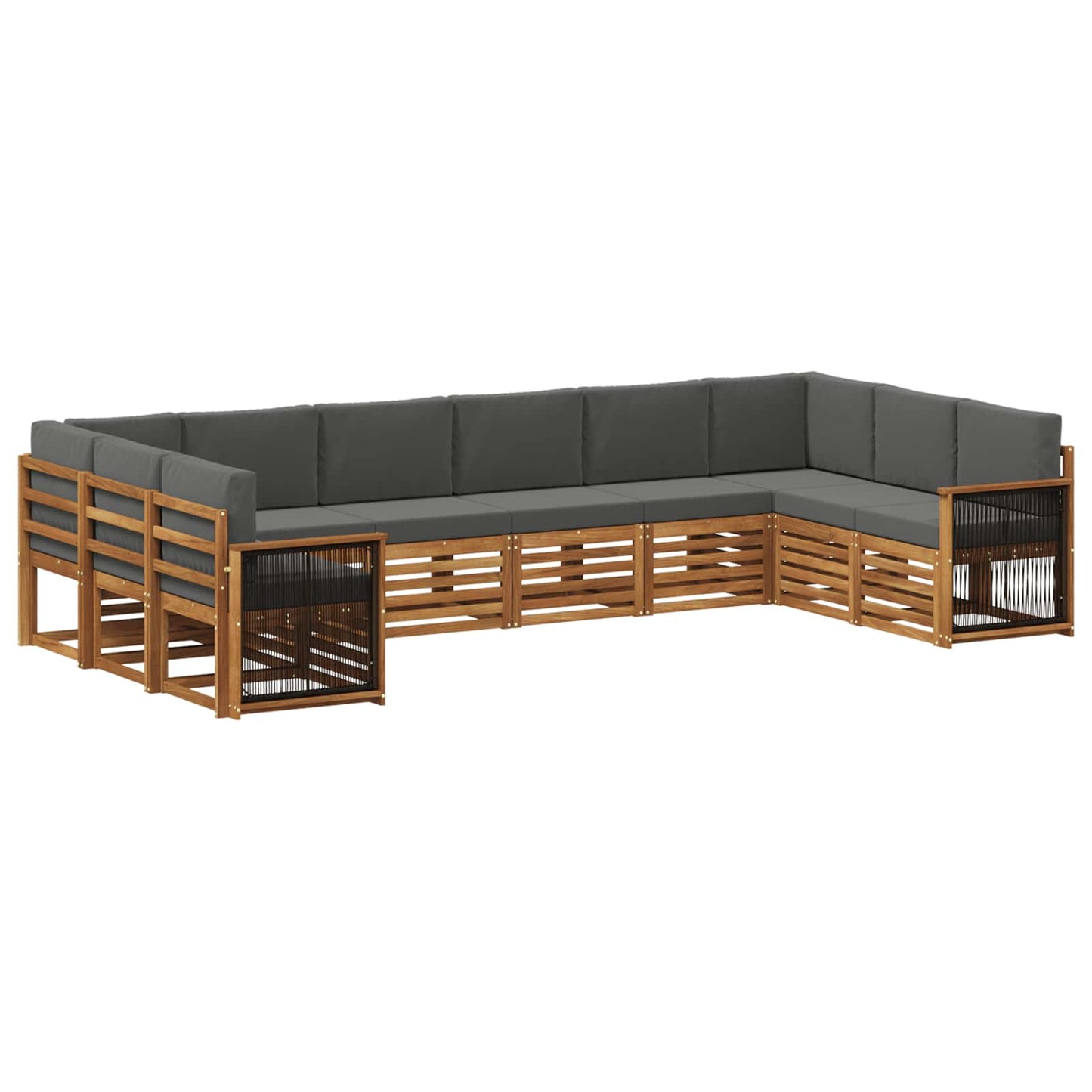 vidaXL Σαλονάκι Γωνιακού Καναπέ με μαξιλάρι 7 pcs Φυσικό και Ανθρακί