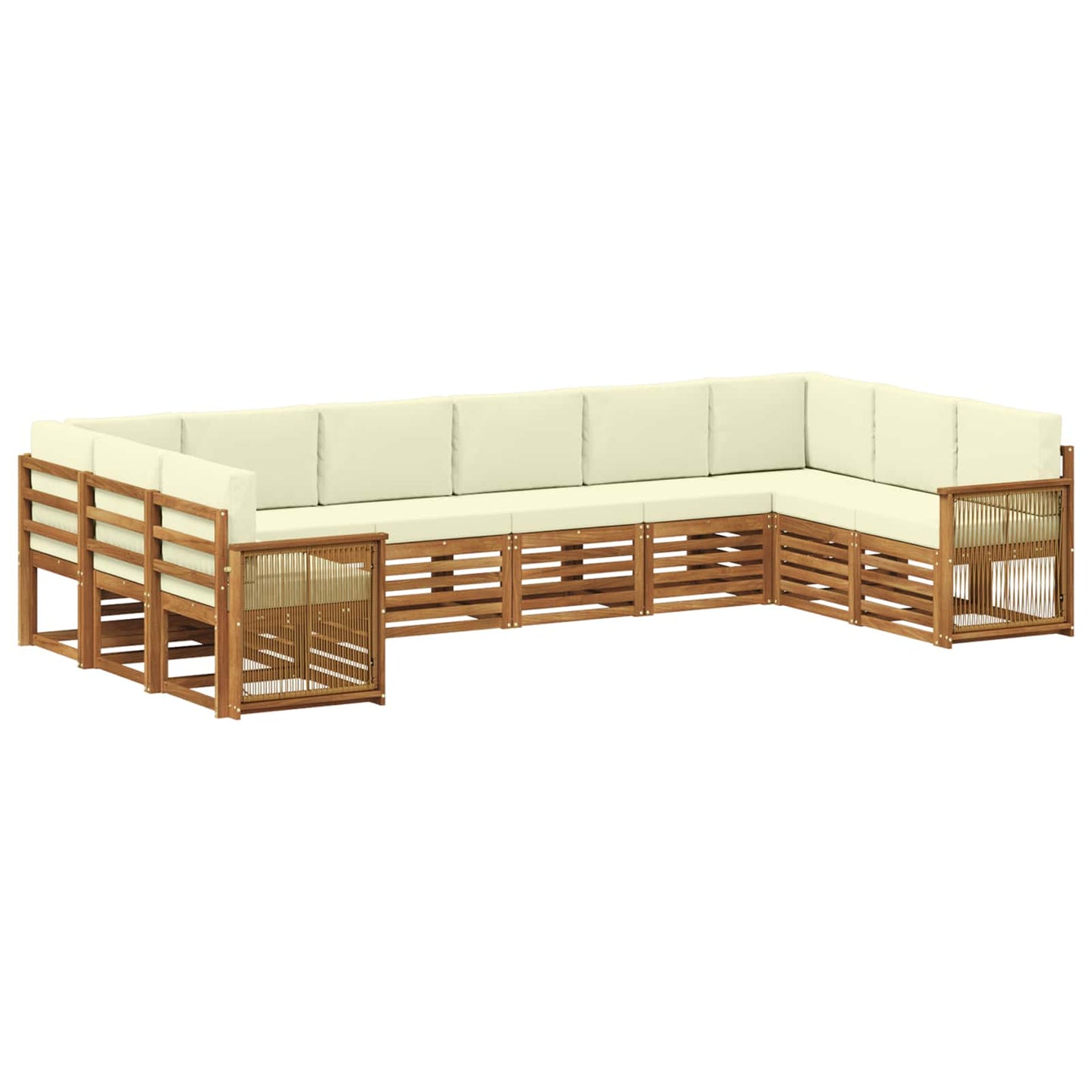 vidaXL Σαλονάκι Γωνιακού Καναπέ με μαξιλάρι 7 pcs Φυσικό και Κρέμα