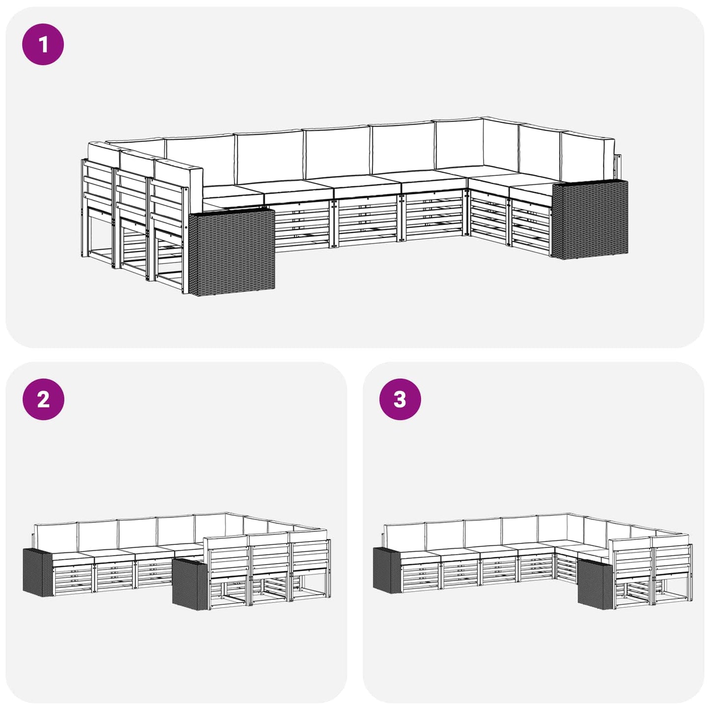 vidaXL Σειρά Καναπέ Εξωτερικού 10 pcs Φυσικό και Κρέμα Πολυεστέρας