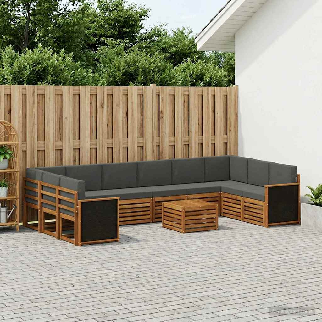 vidaXL Σειρά Καναπέ Εξωτερικού με μαξιλάρι 8 pcs Φυσικό και Ανθρακί