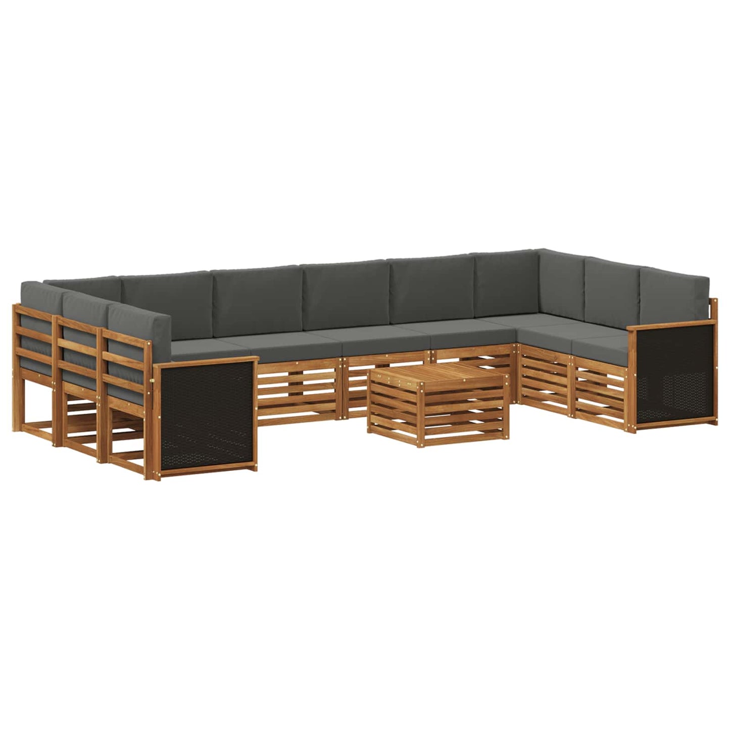 vidaXL Σειρά Καναπέ Εξωτερικού με μαξιλάρι 8 pcs Φυσικό και Ανθρακί