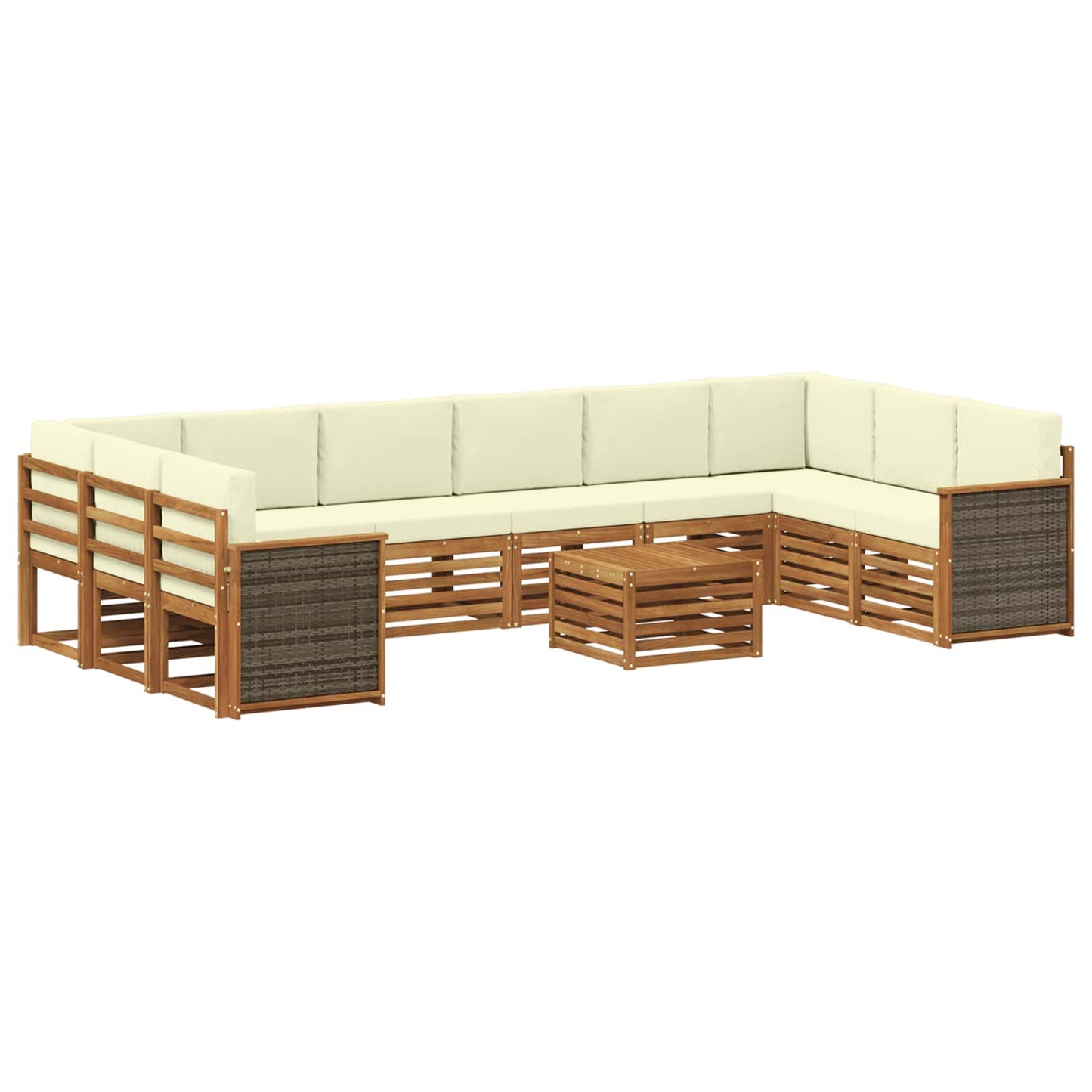 vidaXL Σειρά Καναπέ Εξωτερικού με μαξιλάρι 8 pcs Φυσικό και Κρέμα