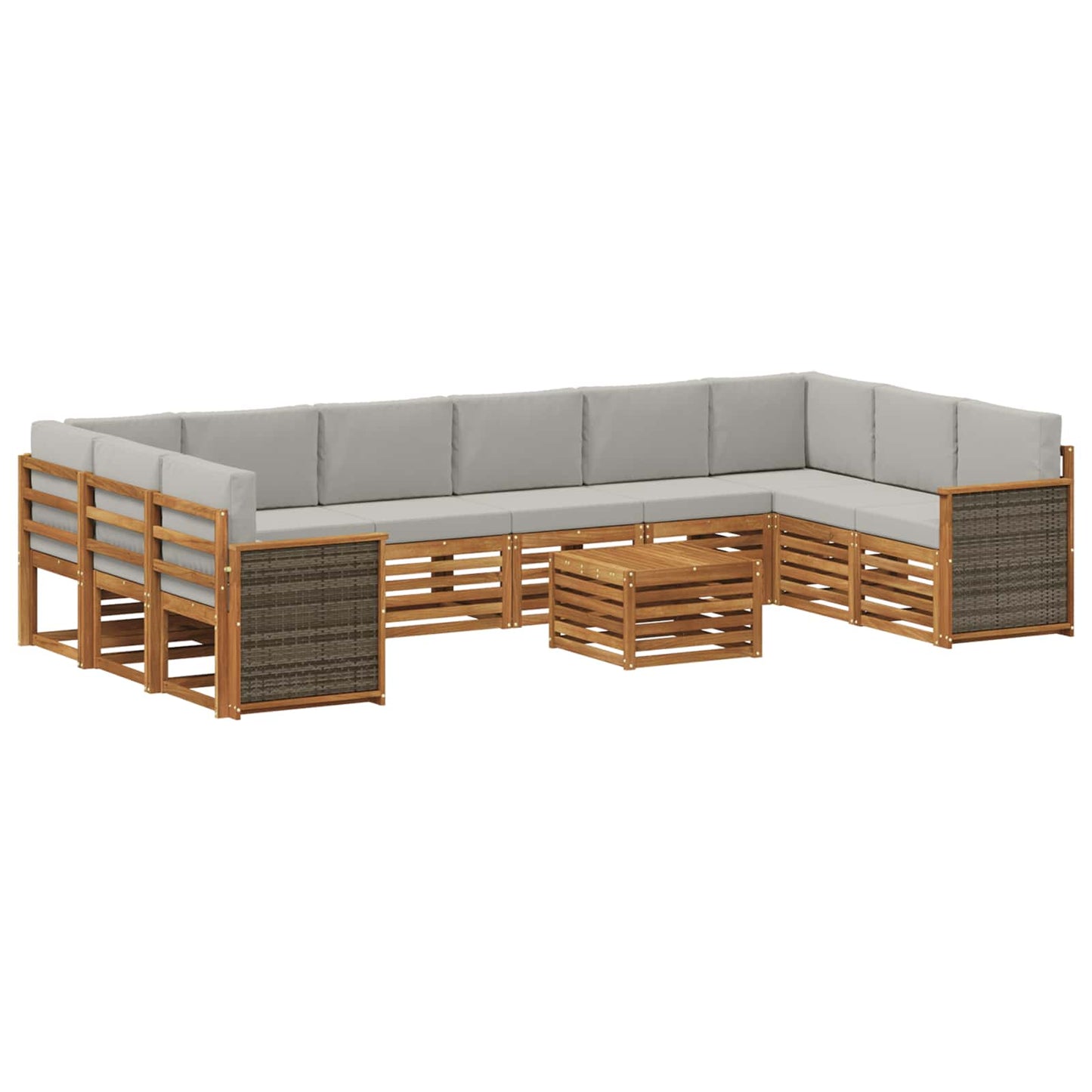 vidaXL Σειρά Καναπέ Εξωτερικού 8 pcs Φυσικό και Ανοιχτό Γκρι