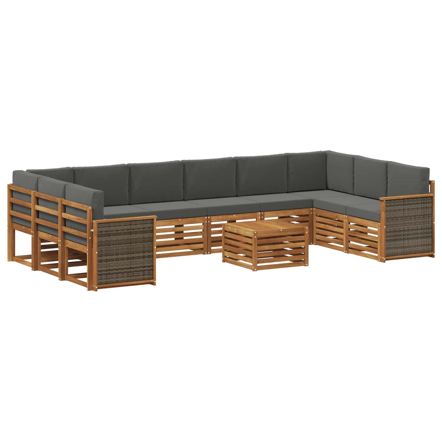 vidaXL Σειρά Καναπέ Εξωτερικού με μαξιλάρι 8 pcs Φυσικό και Ανθρακί